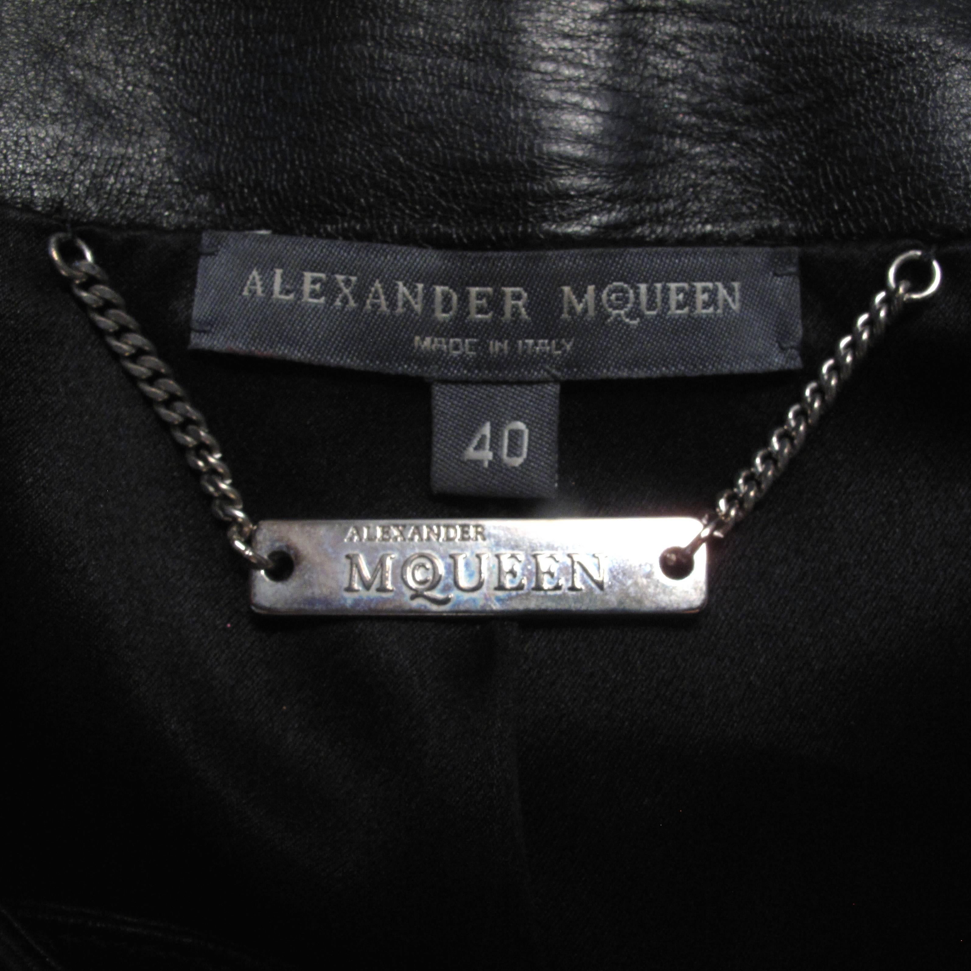 Alexander McQueen Leather Jacket - US 4 - EU 36 IT 40 - Zipper Ruffle Black Gold 4