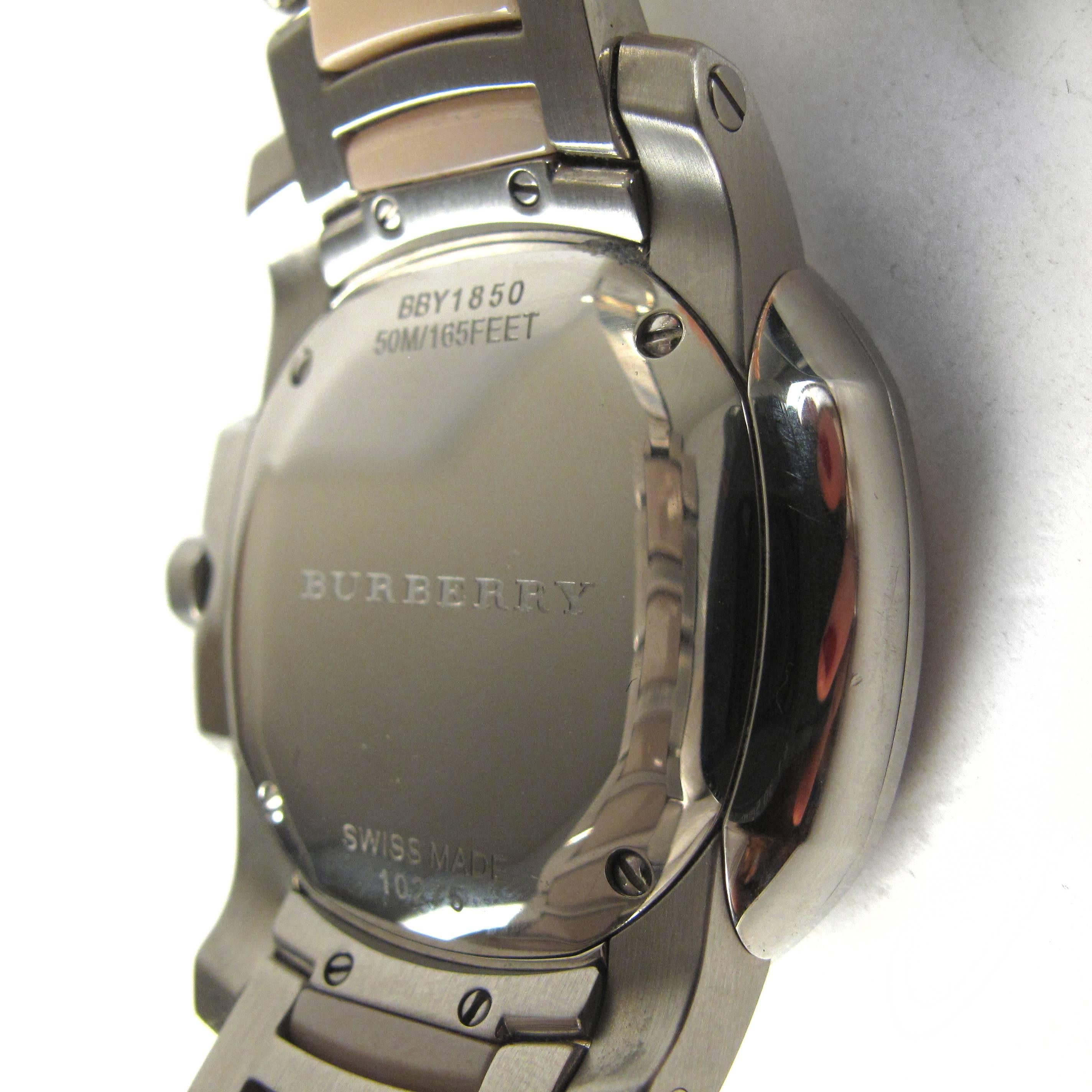 Women's Burberry Watch - Womens Silver & Tan Automatic Swiss In Box Bracelet