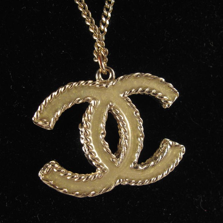 Chanel Crystal Necklace - 2013 Gold CC Logo Chain Charm Pendant