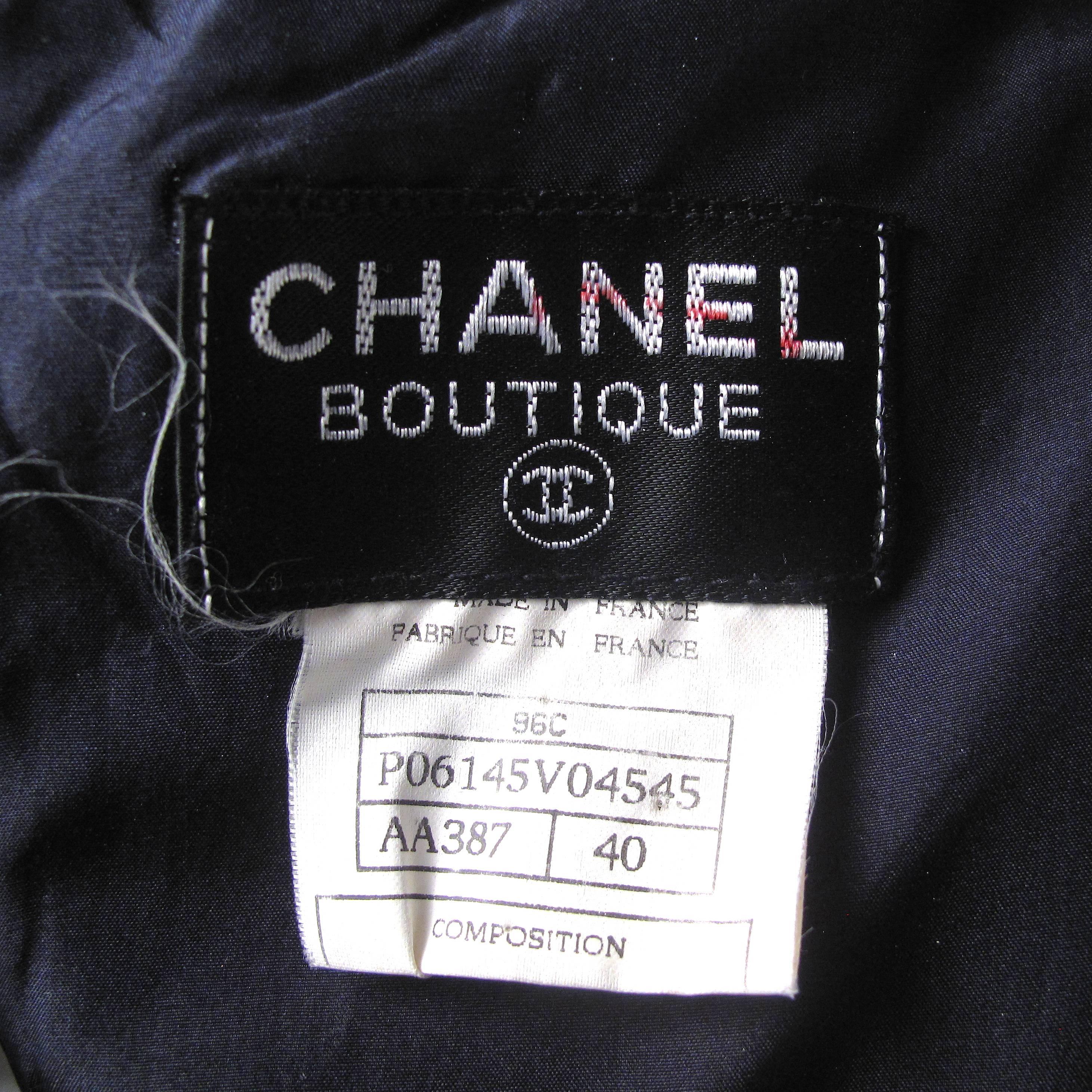 Women's Chanel Vintage Dress - 8 - 40 - Dark Navy Halter Wool Silk CC Logo Gold 96C 1996