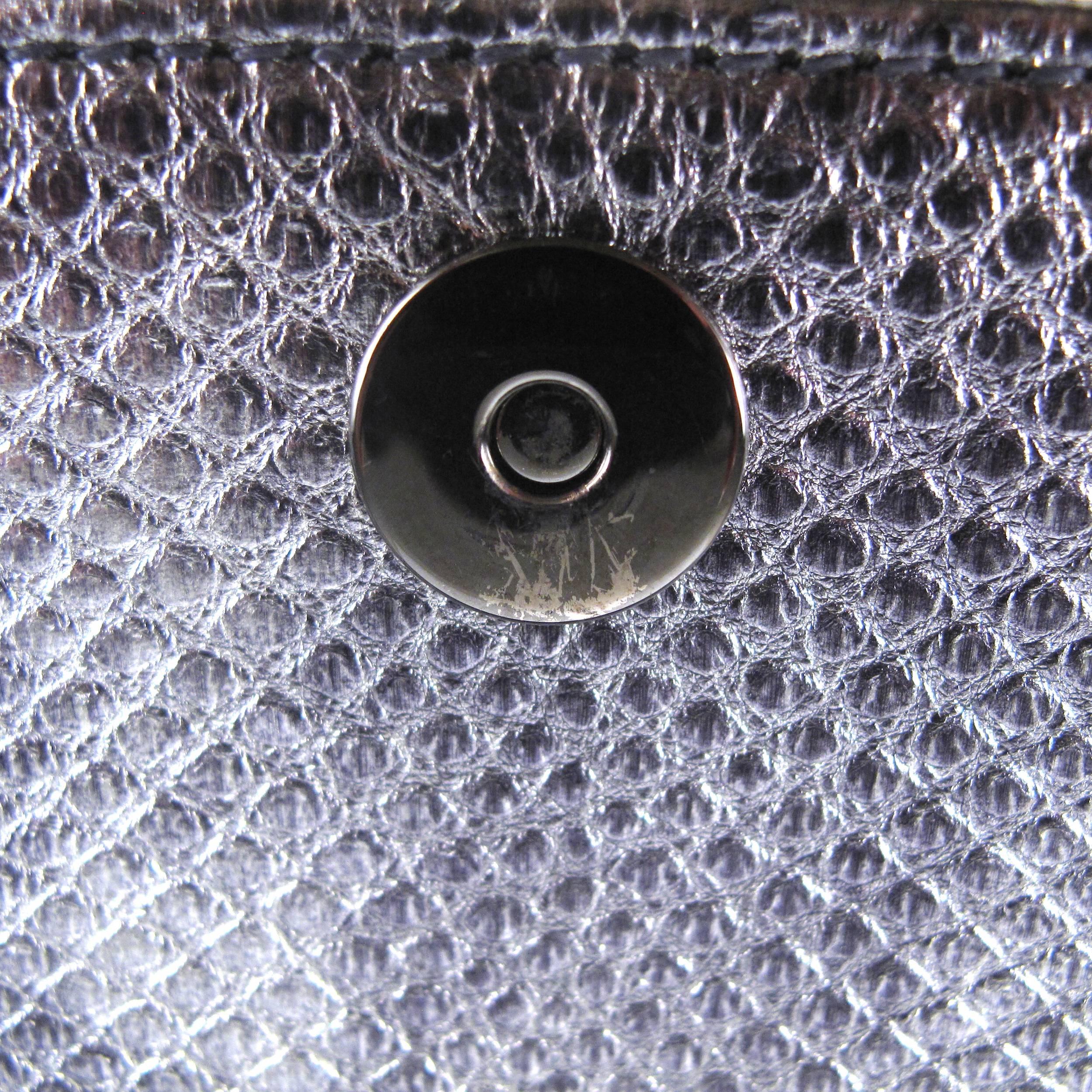 Dior Crossbody Bag - Silver Leather Embossed Snake Chain Charm Flap Handbag For Sale 1