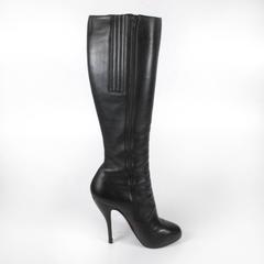 Christian Louboutin Knee High Boots 9 39 Black Leather 120 Heels Shoes Feticha
