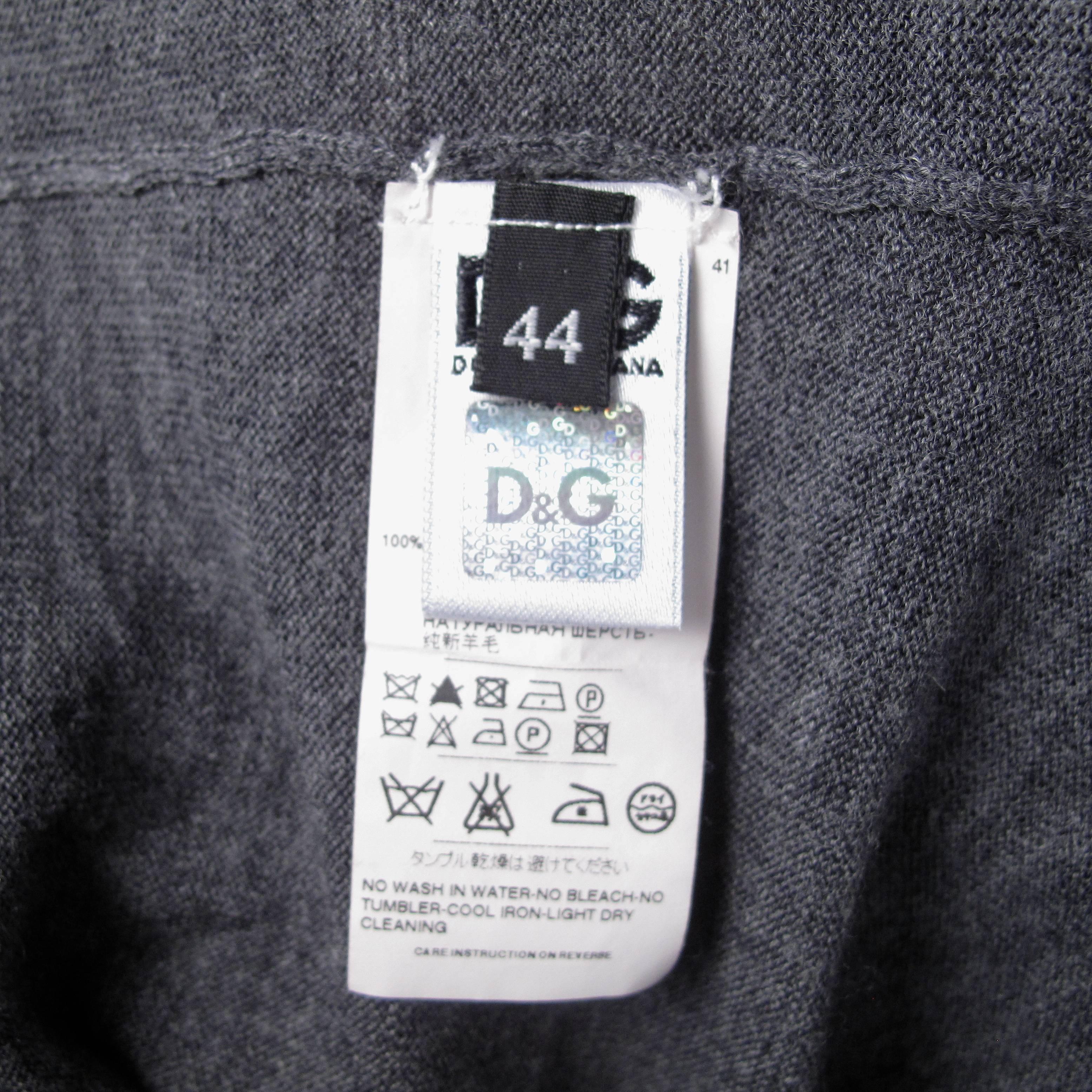 Dolce & Gabbana Cardigan - 12 - 44 - D & G Gray & Black Fringe Trim Wool Sweater 1