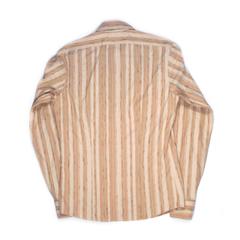 Dries Van Noten Shirt - Small - 48  - Embroidered Striped Button Up Tan