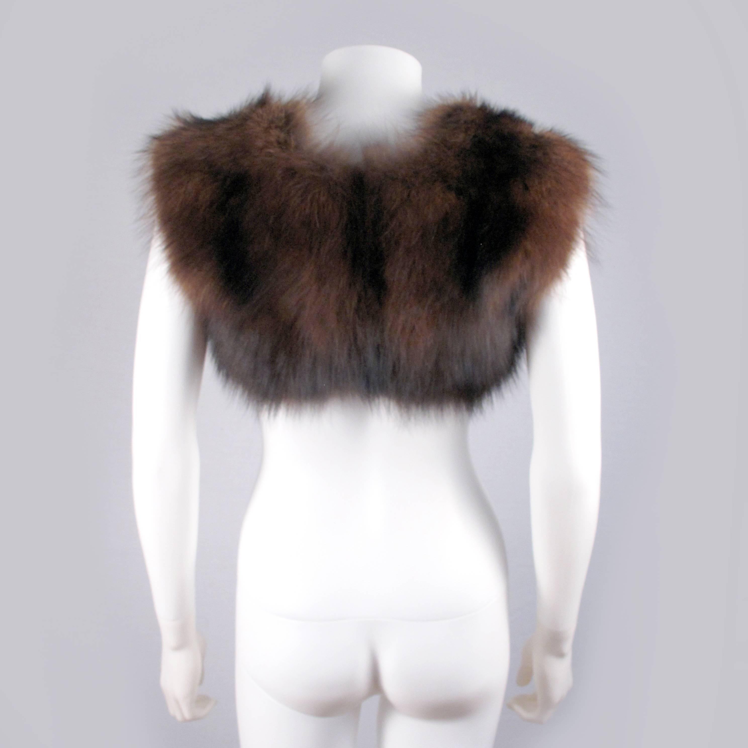 Black Lanvin Fur Shrug - US 8 - 40 - Brown Pekan FIsher Scarf Vest Coat Jacket