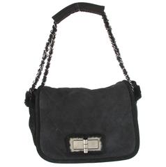 Chanel Reissue Suede Fur Bag - Black Chain Hobo Silver Shearling CC Logo Handbag