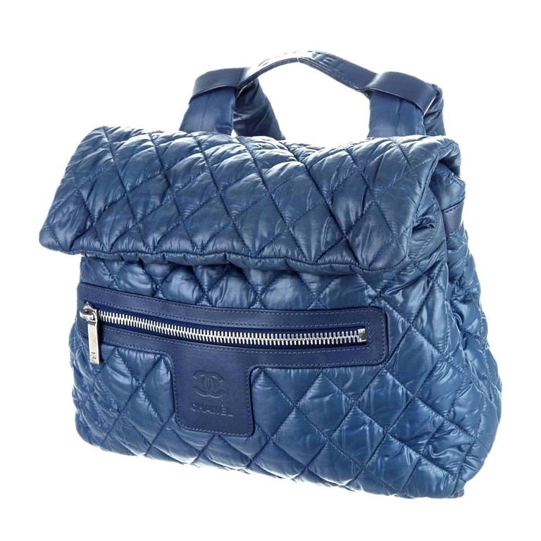 Chanel Backpack Blue Coco Cocoon - CC Logo Bag Handbag Graffiti Nylon ...