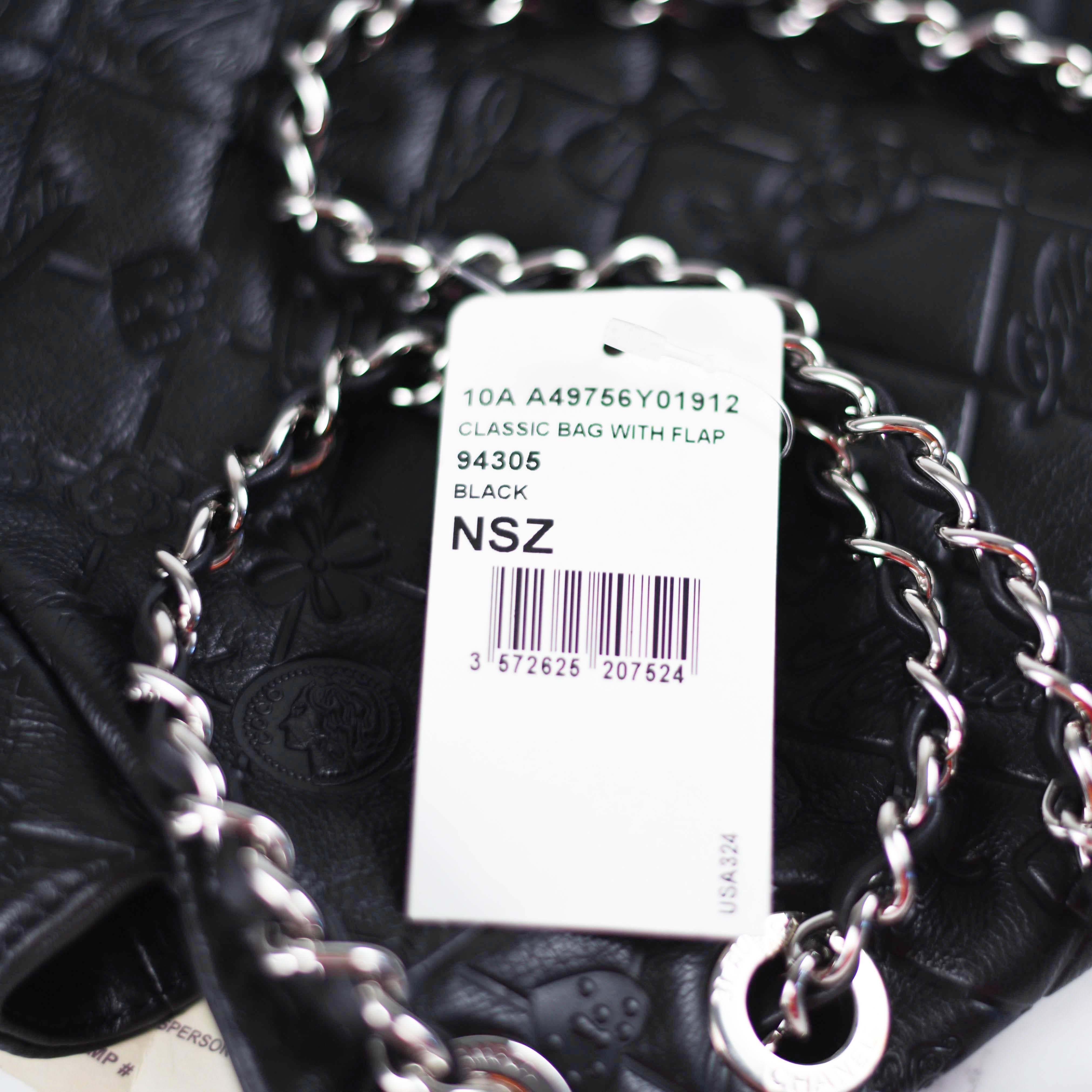 Chanel new Maxi Lucky Charms Symbols Bag - Black Leather CC Logo Flap Embossed 5