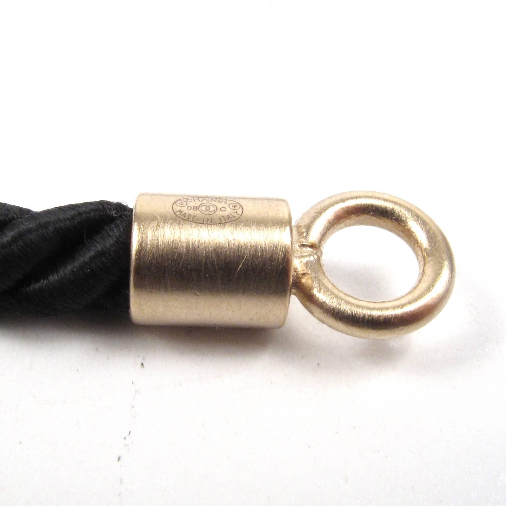 Chanel XL CC Necklace - Orange & Gold Charm Black Rope Pendant Logo 08C Large 2