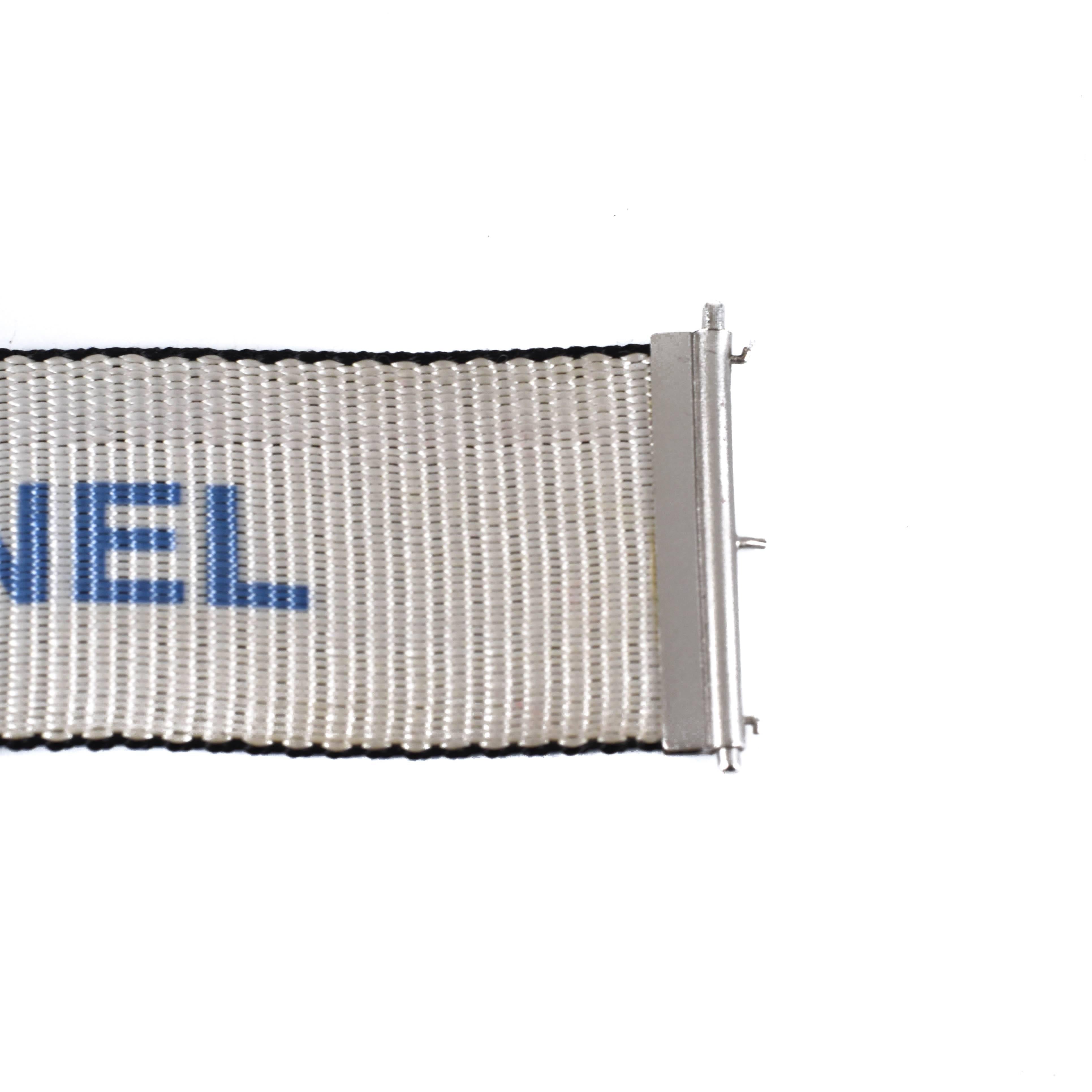 Chanel Bracelet - White & Blue Logo Silver Sport Wide Nylon Bangle Cuff Charm In Good Condition In Prahran, Victoria