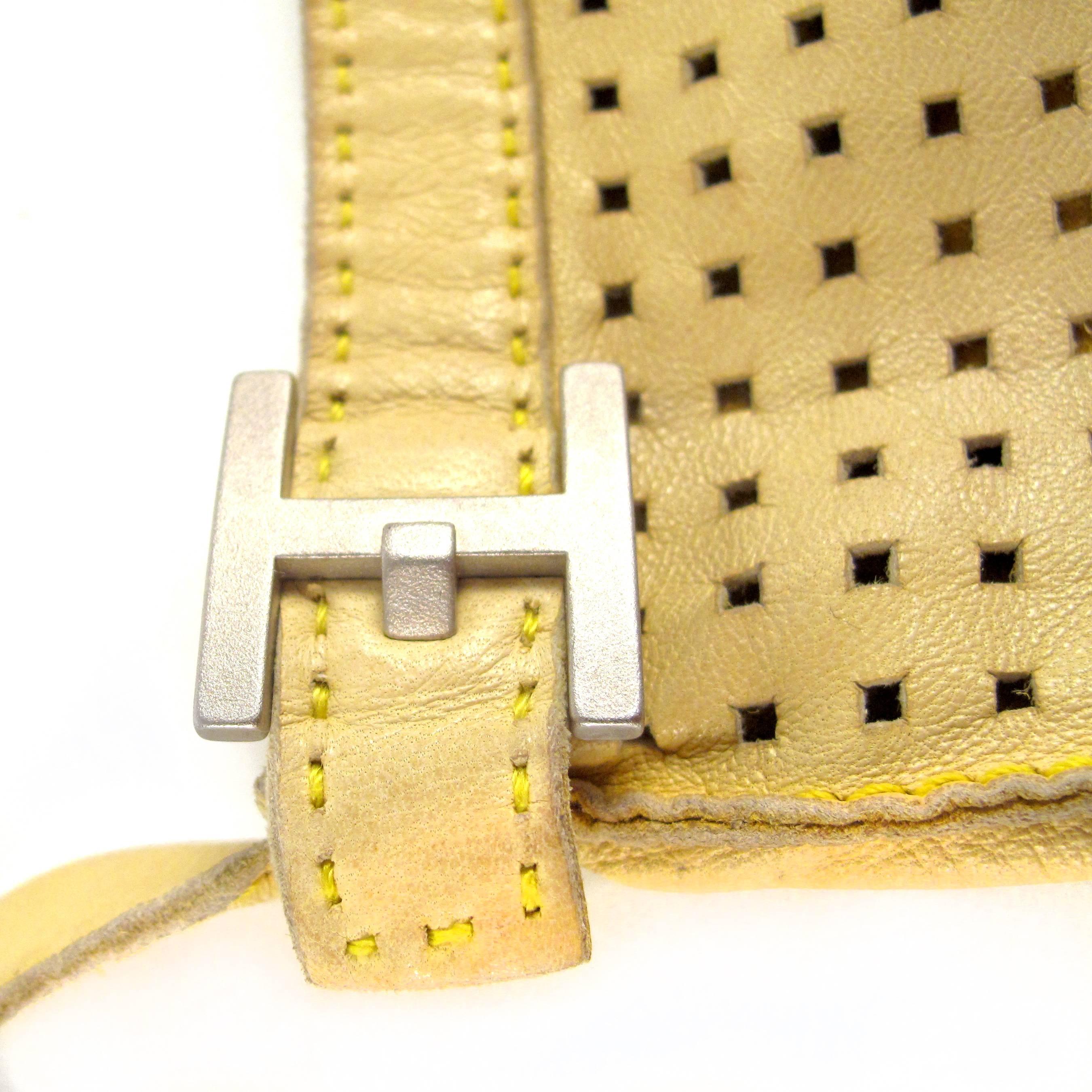 Women's Hermes Bag- Yellow Perforated Leather Mini Crossbody Shoulder Handbag