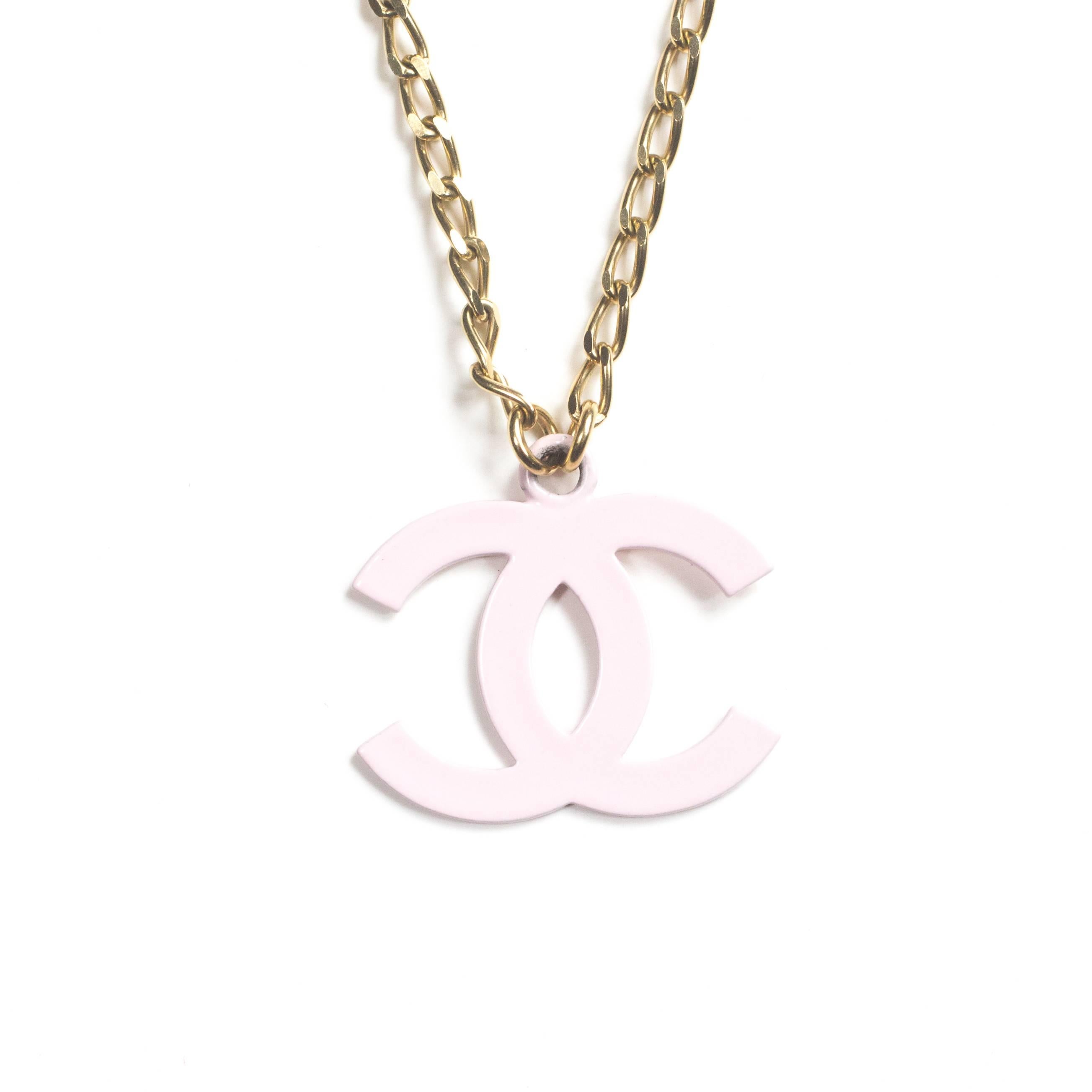Chanel Pearl Necklace - CC Charm Pink Yellow Logo Chain Pendant Bead Gold 03S 3