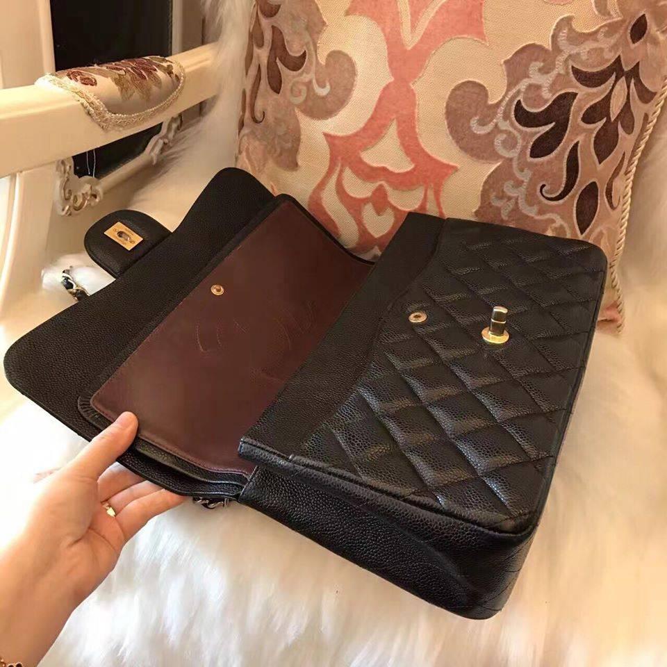 Chanel Black Caviar Double Flap Jumbo Bag 1
