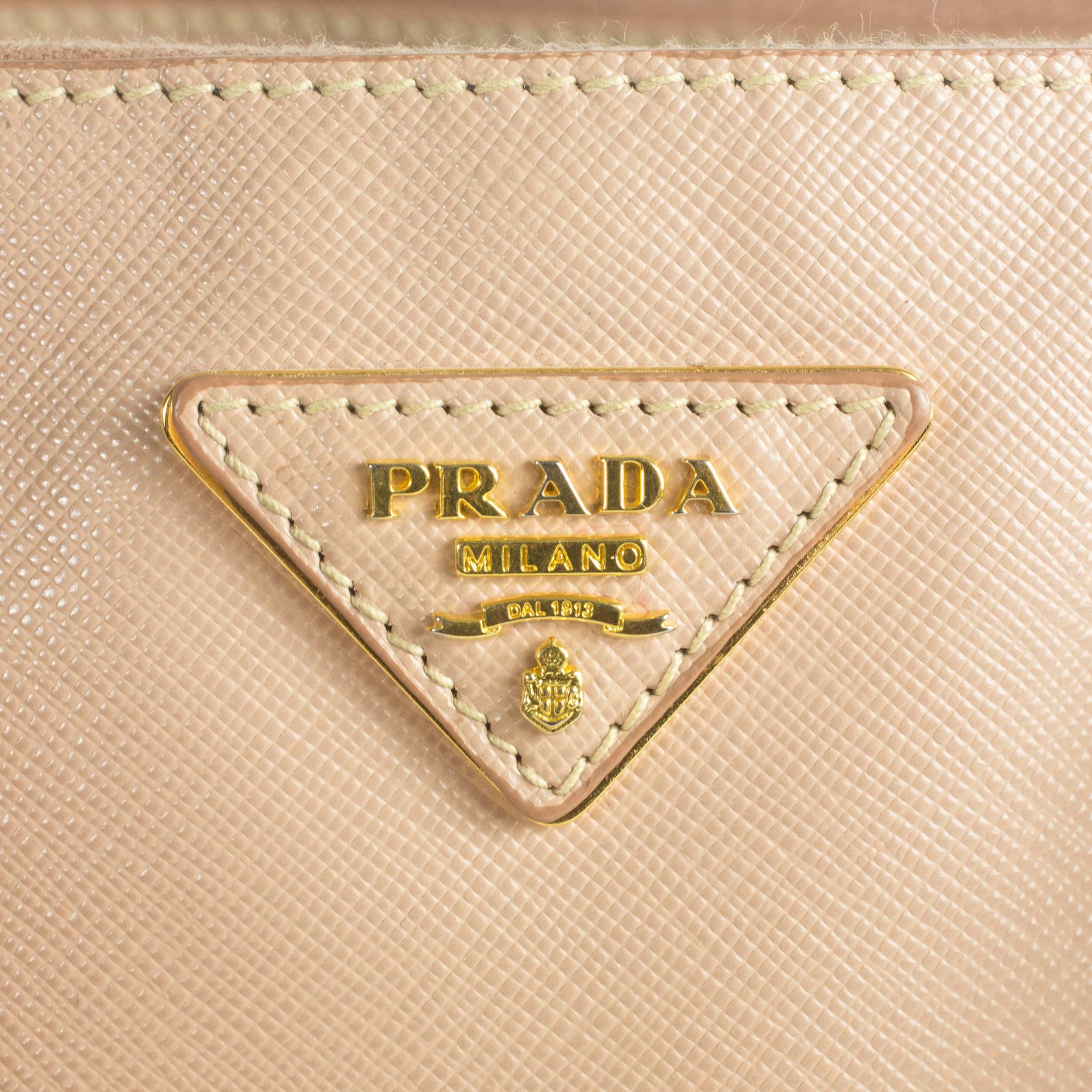 Women's Prada Pink Saffiano Shoulder Bag - Leather Satchel Gold Handbag Tote