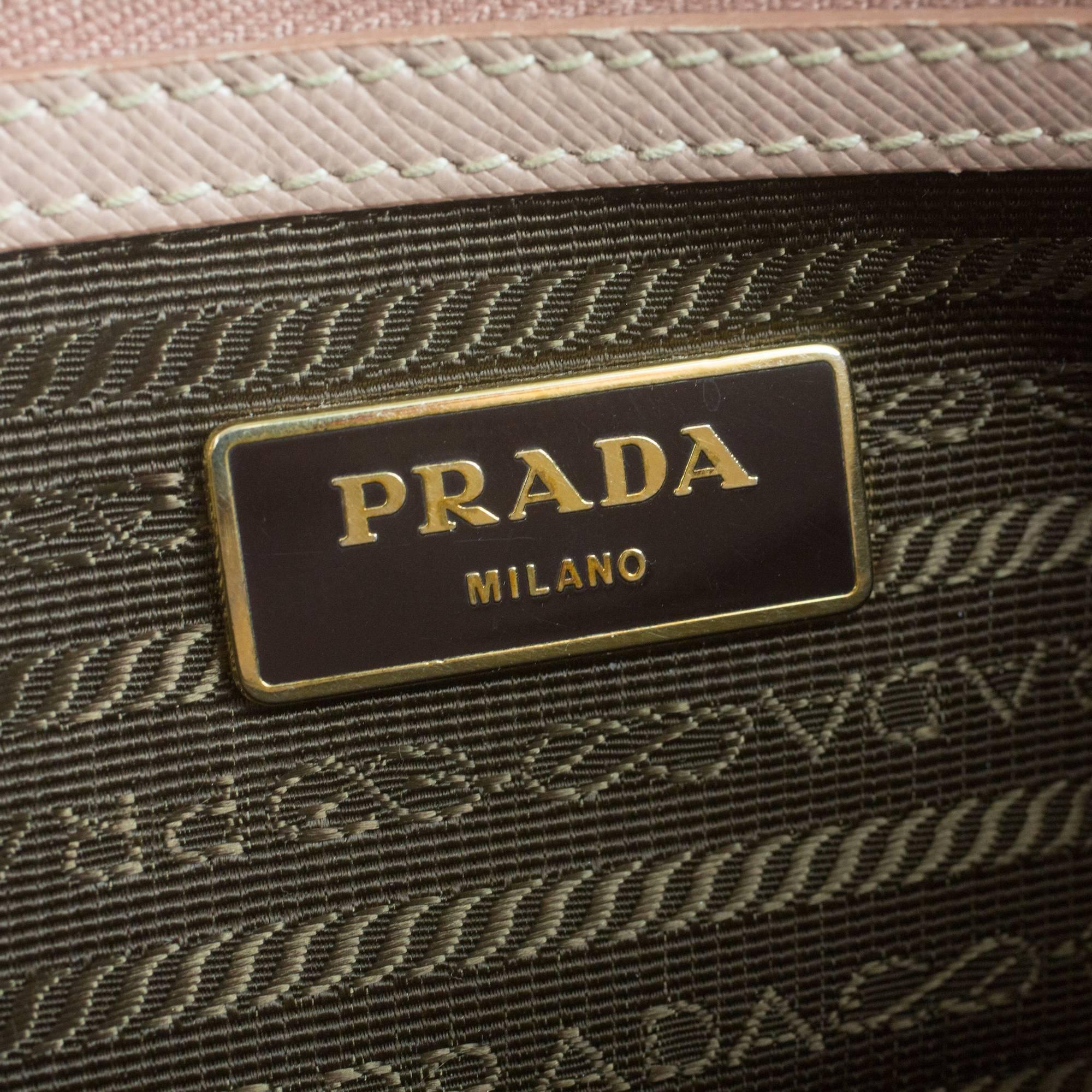 Prada Pink Saffiano Shoulder Bag - Leather Satchel Gold Handbag Tote 3