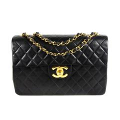 Chanel Maxi Flap Bag - Black Quilted Leather Vintage CC Logo Gold Chain Handbag Chanel Maxi Flap Bag - Black Quilted Leather Vintage CC Logo Gold Chain Handbag