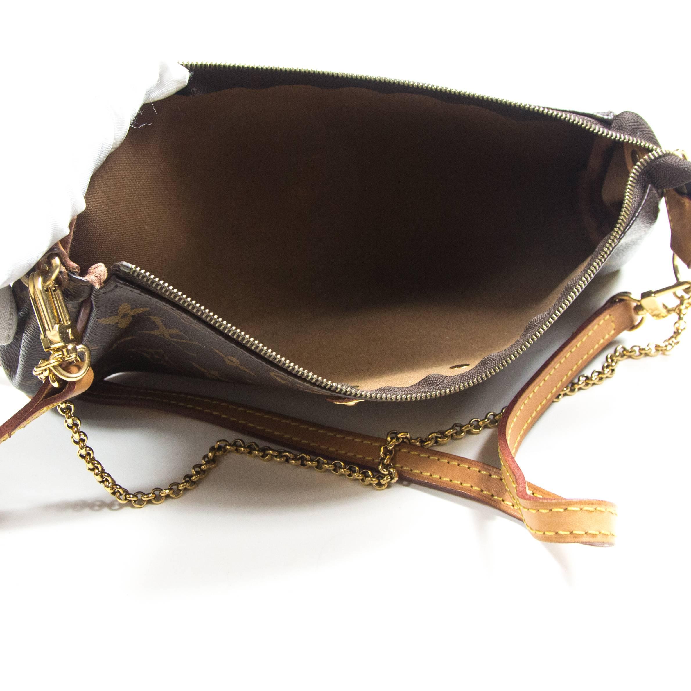 Louis Vuitton Shoulder Bag Pochette - Eva LV Logo Monogram Gold Chain Handbag 2