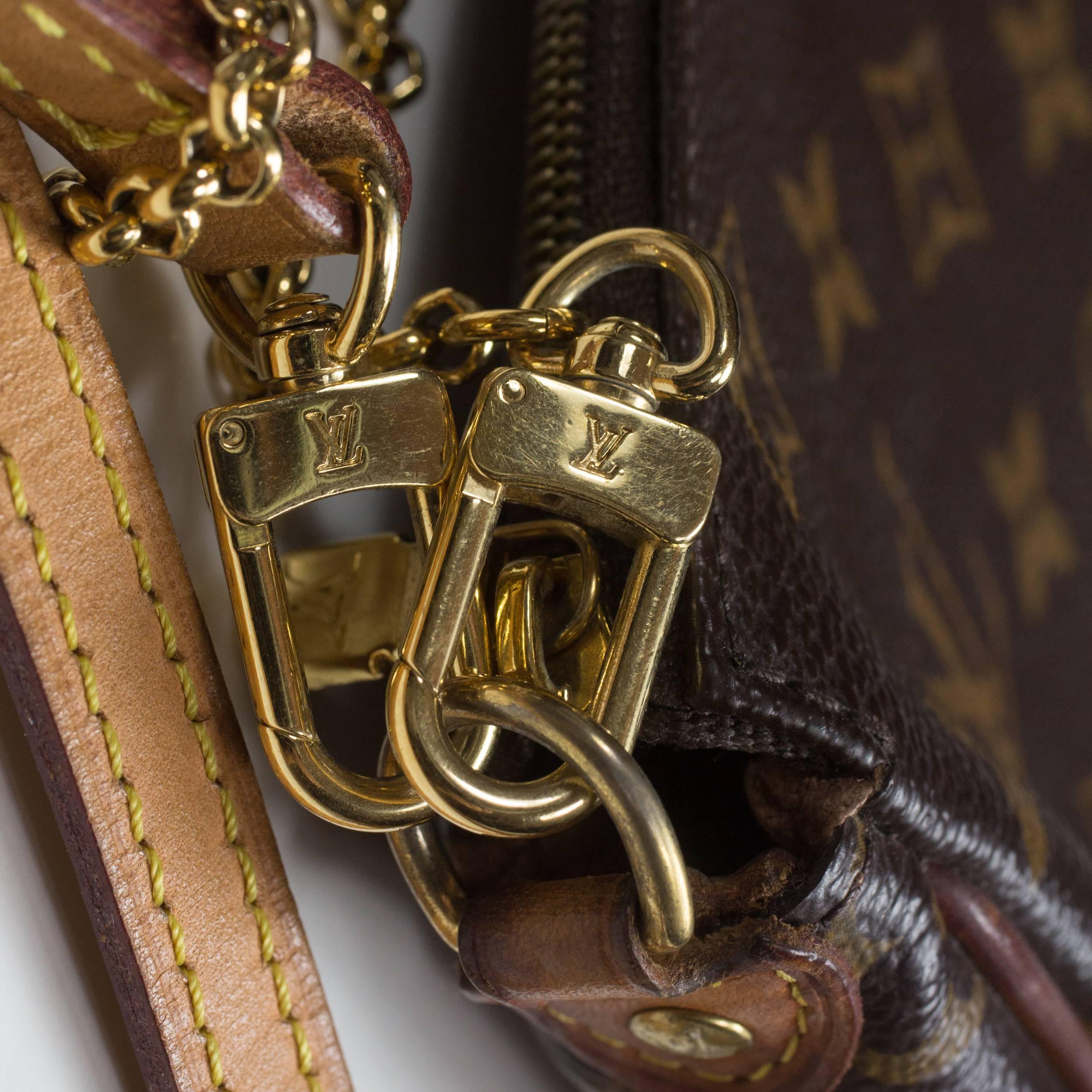 Women's Louis Vuitton Shoulder Bag Pochette - Eva LV Logo Monogram Gold Chain Handbag
