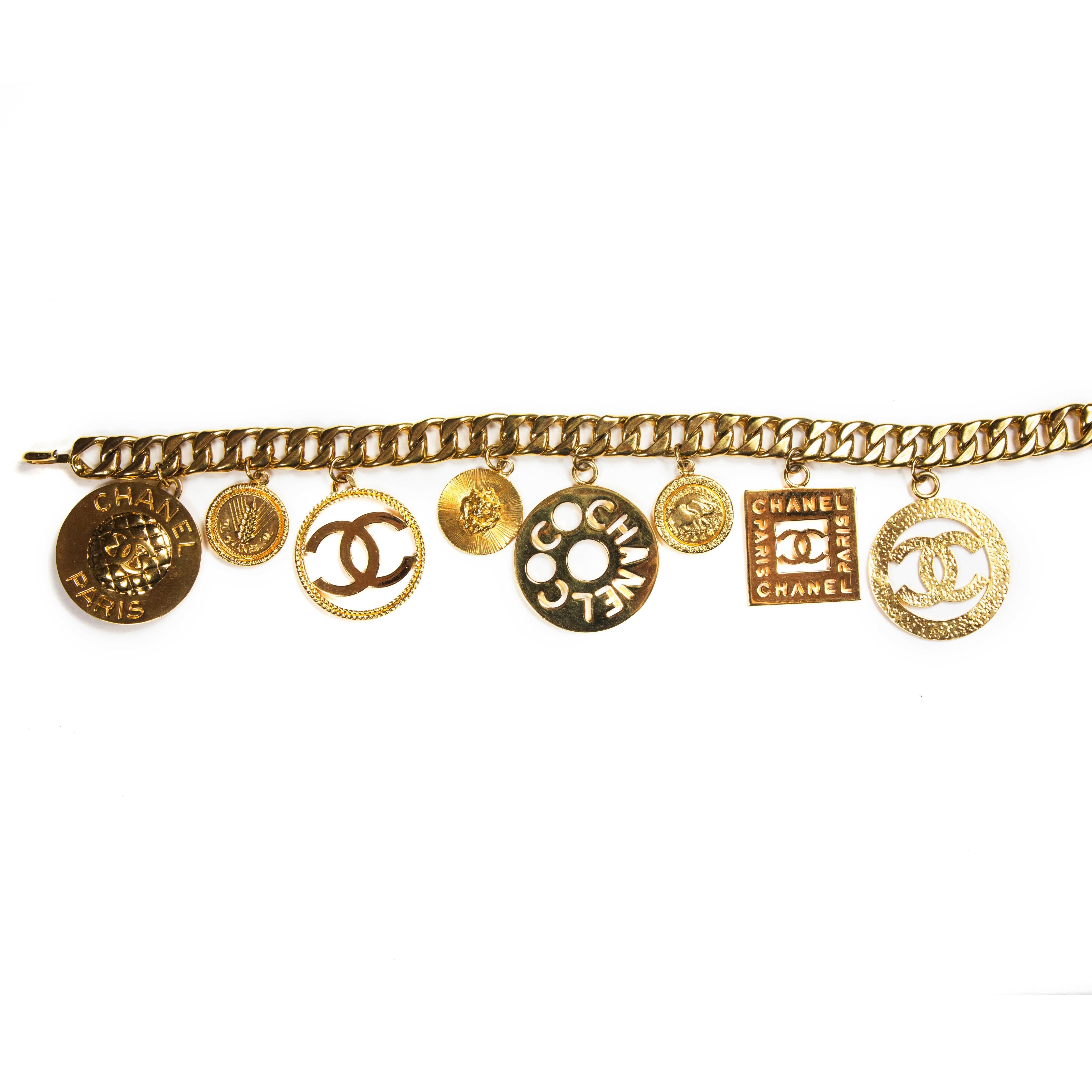 Women's Chanel Massive XL Charm Necklace Belt Vintage Gold Coin Medallion Chain CC Coco