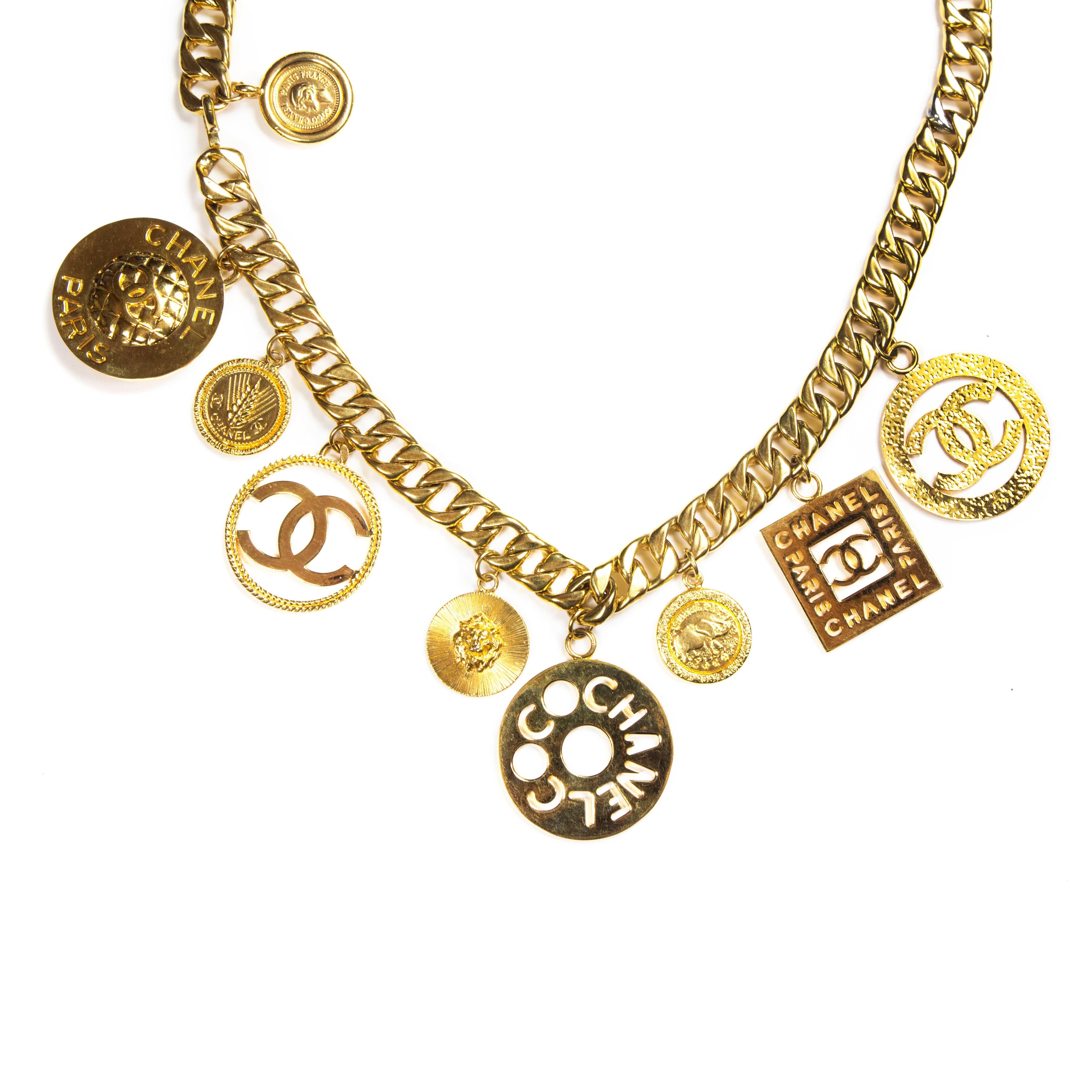 Chanel Massive XL Charm Necklace Belt Vintage Gold Coin Medallion Chain CC Coco 1