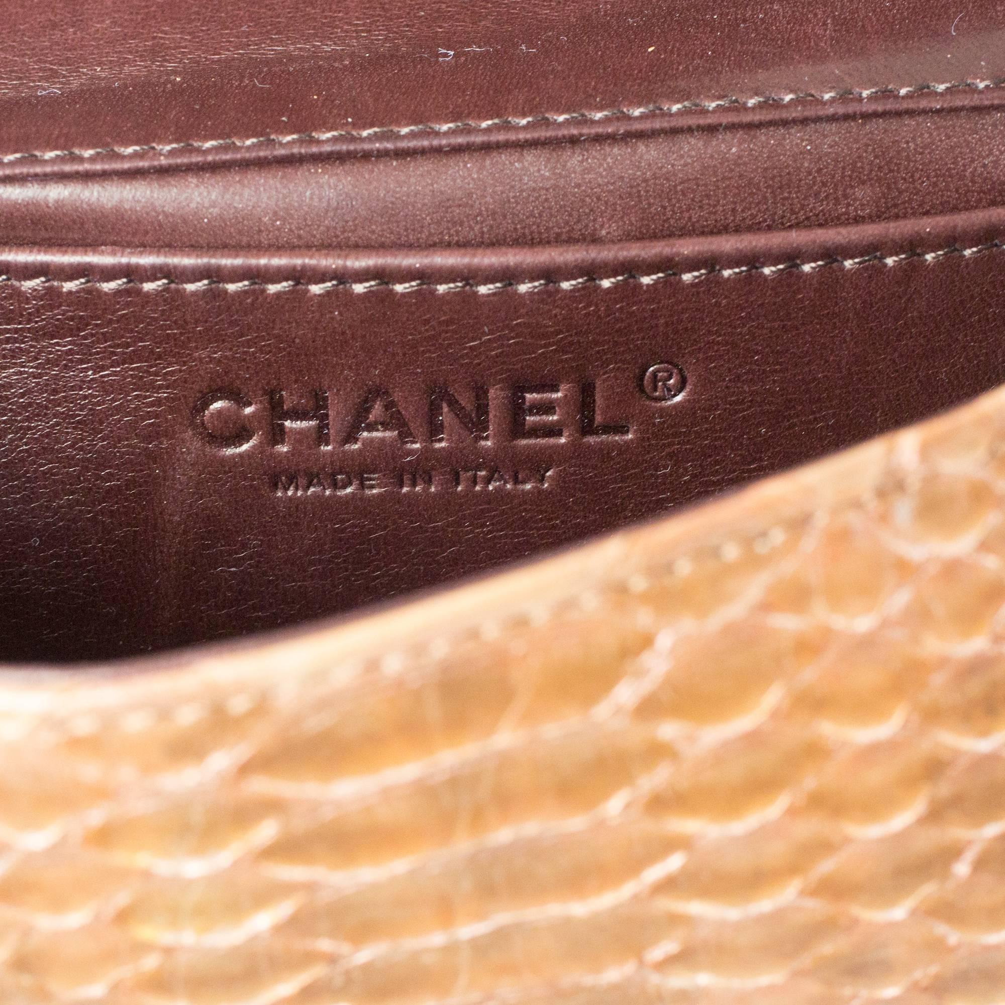 Chanel Python Brown Leather Bag Semi Precious Stones Gripoix CC Silver Snakeskin 4