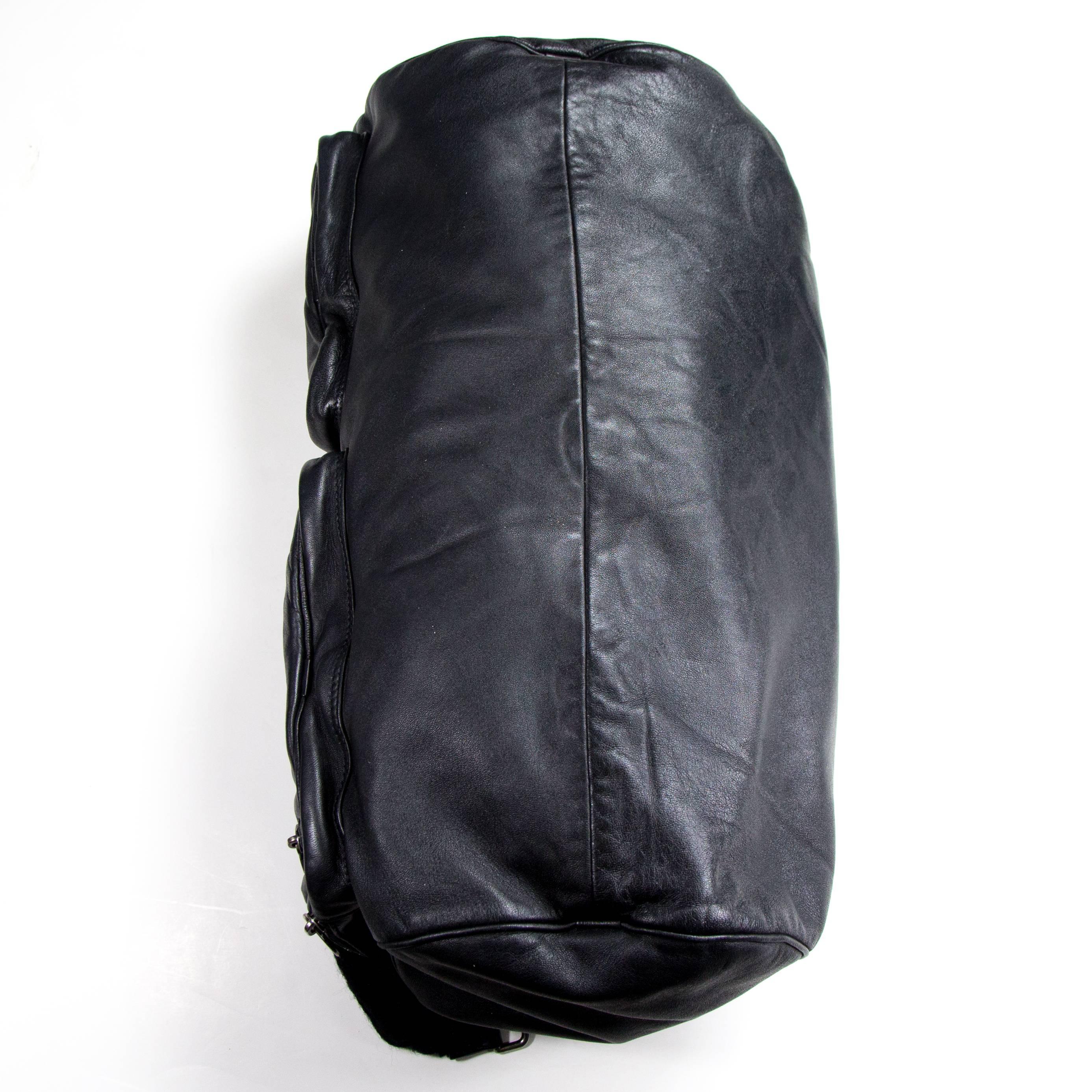Dior Homme Duffle Leather Bag - Black Tassel Weekend Travel Gym Delville Hedi In Good Condition In Prahran, Victoria