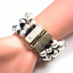 Chanel Pearl Bracelet 2016 - New - Beaded Multistrand Gold CC Logo Charm A16K