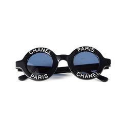 Chanel Most Wanted Sunglasses Round Paris Logo Vintage Black CC Logo Half Tint