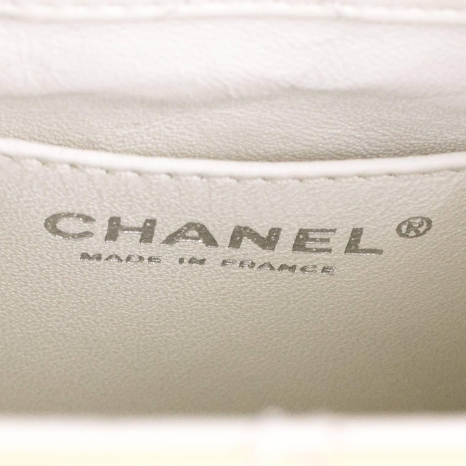 Chanel Sideways Patent Medium Flap Bag - White Cream Leather CC Silver Chain 07 3