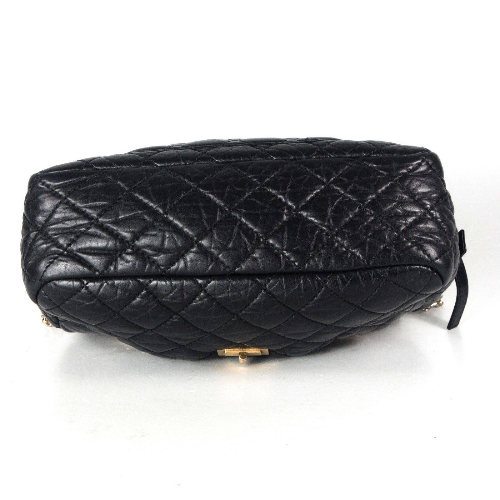 Women's Chanel Reissue Camera Shoulder Bag - Black Quilted Leather CC Chain Gold Handbag