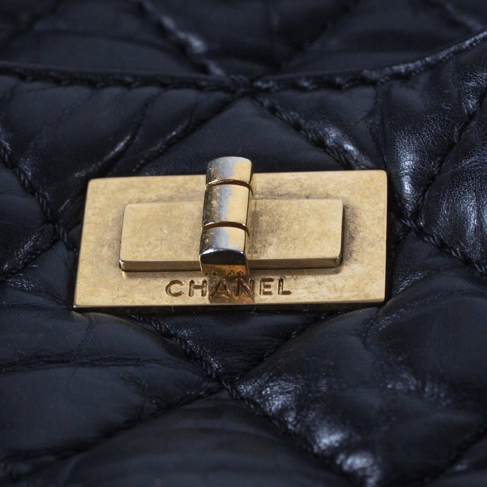 Chanel Reissue Camera Shoulder Bag - Black Quilted Leather CC Chain Gold Handbag 2