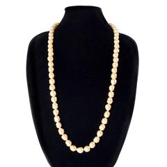 Chanel Pearl Necklace - 34" - Vintage Long Beaded CC Logo Gold 1981