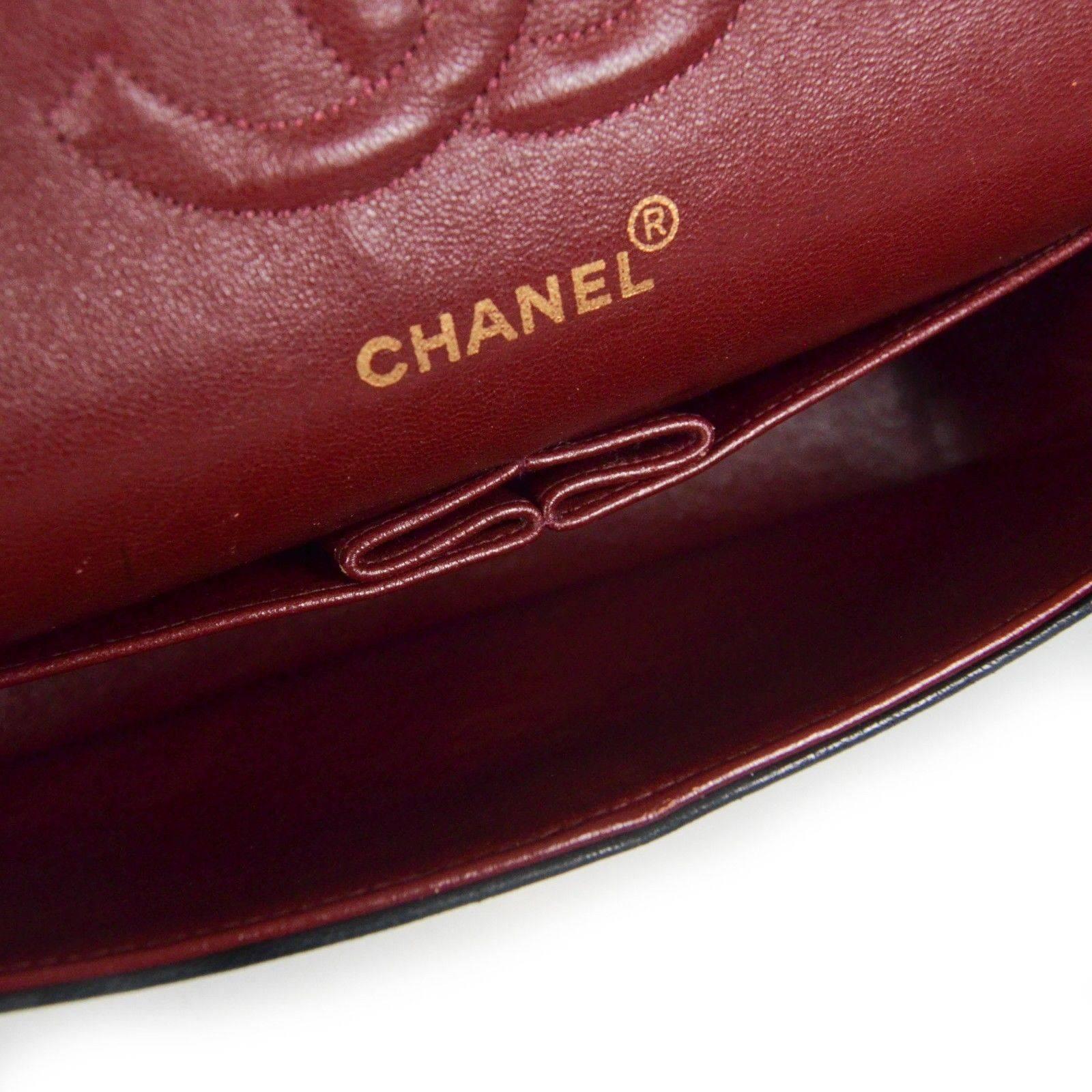 Chanel Medium Black Leather Bag - Quilted Double Flap CC Gold Shoulder Handbag 5