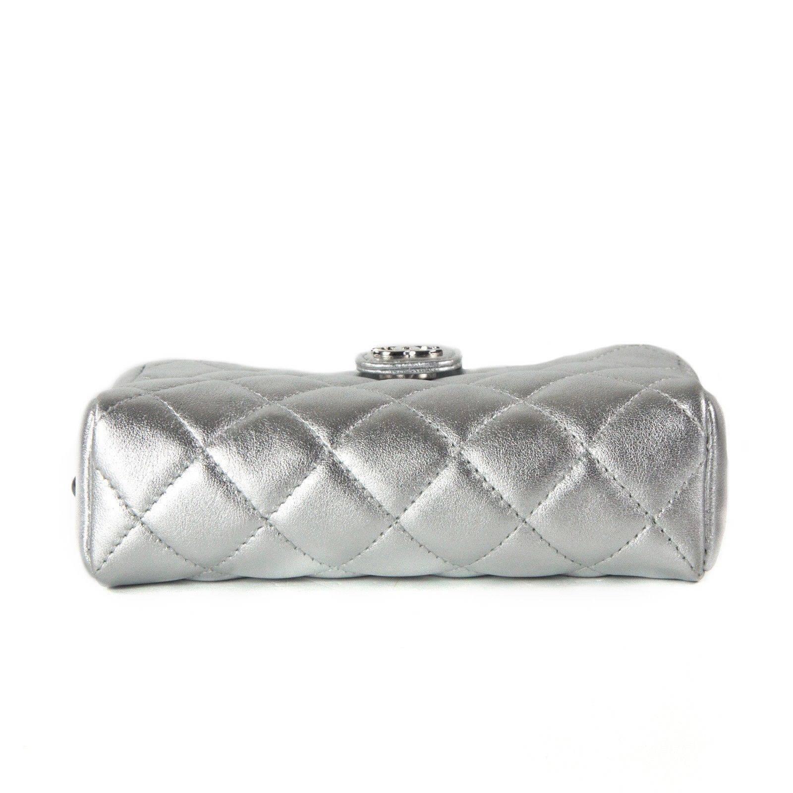 Women's Chanel - New Pearl Crossbody Shoulder Bag - Silver Ocase CC Leather O Case Phone