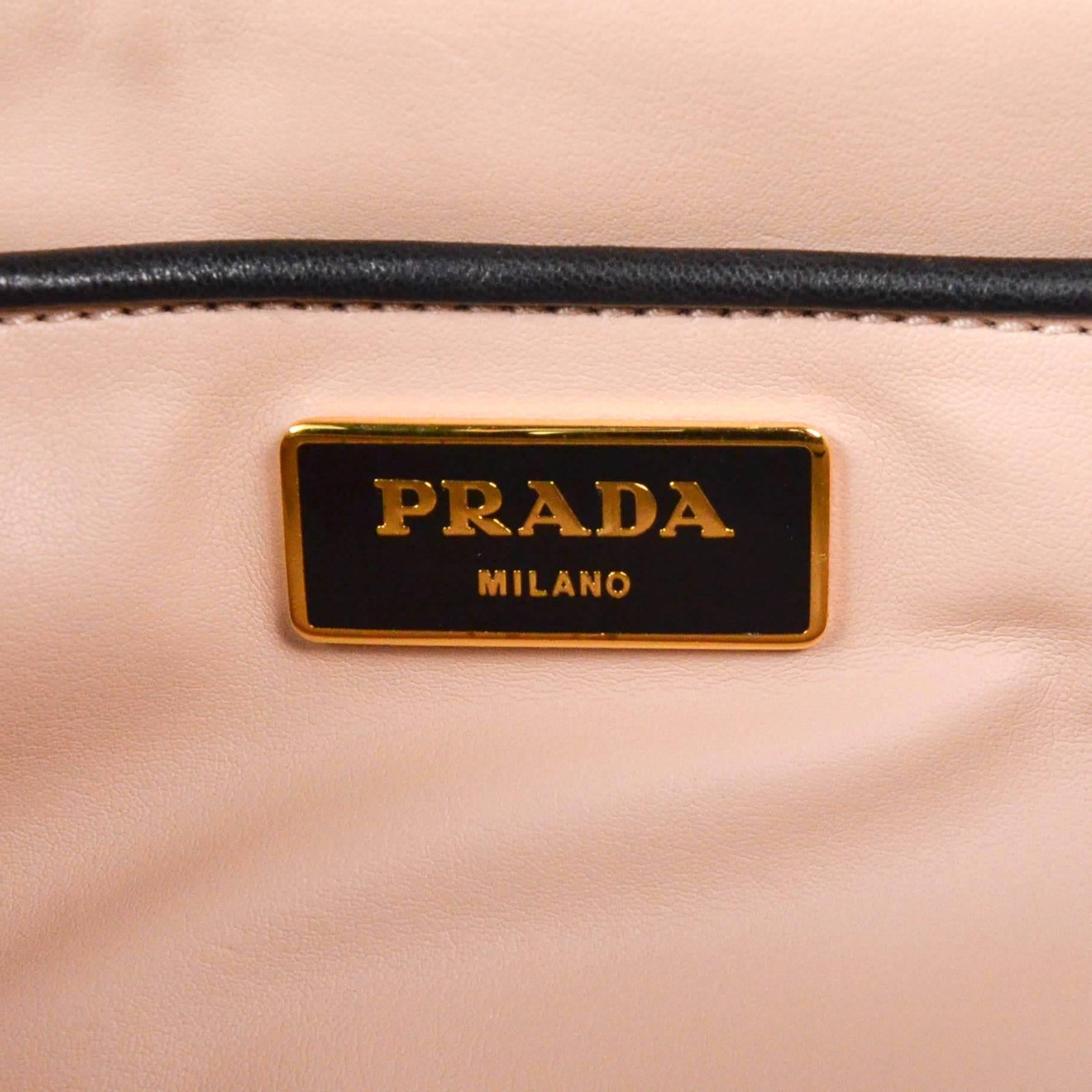 Prada Smoking Lips Large Clutch Bag - Black Leather Kiss Handbag Pink 1