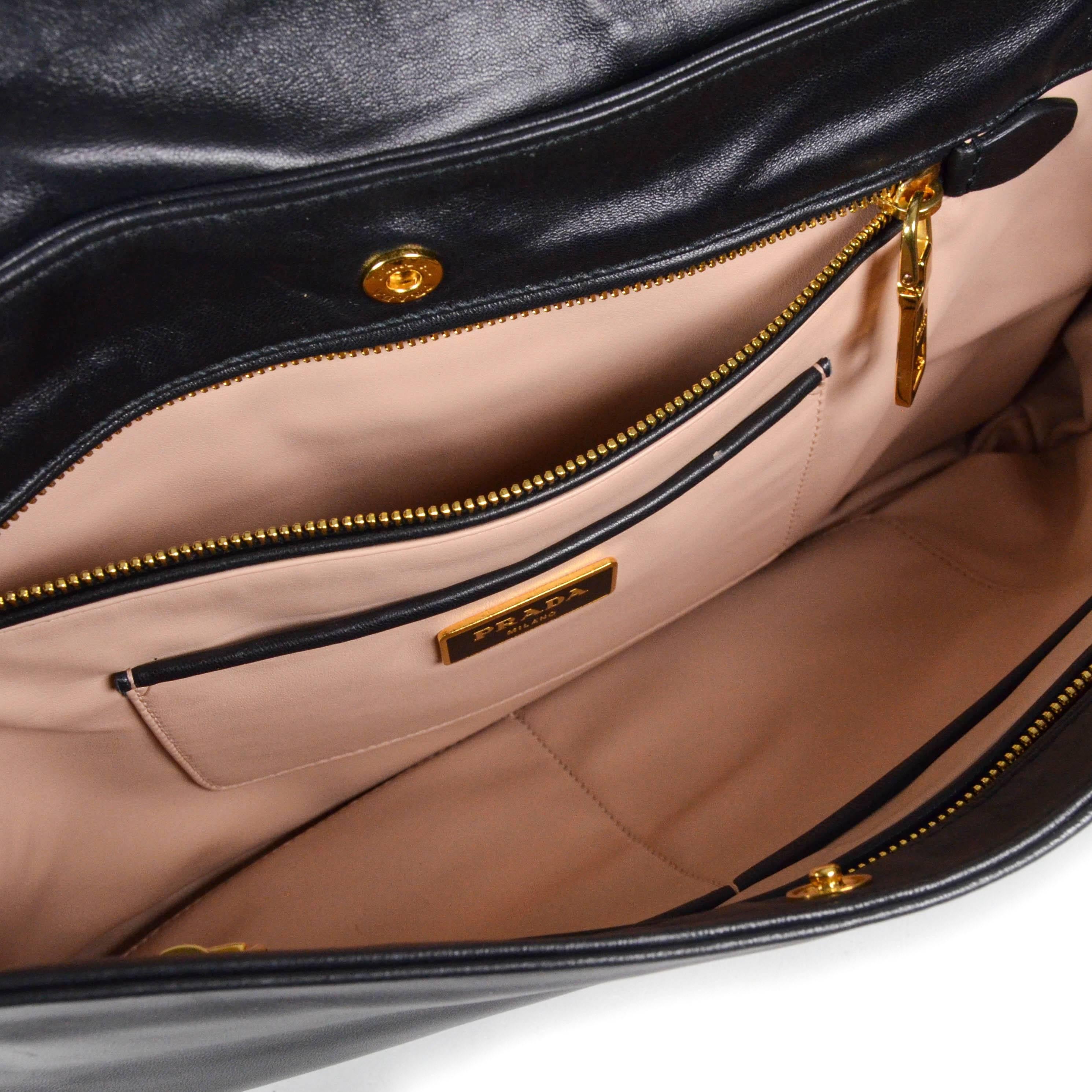 Women's Prada Smoking Lips Large Clutch Bag - Black Leather Kiss Handbag Pink