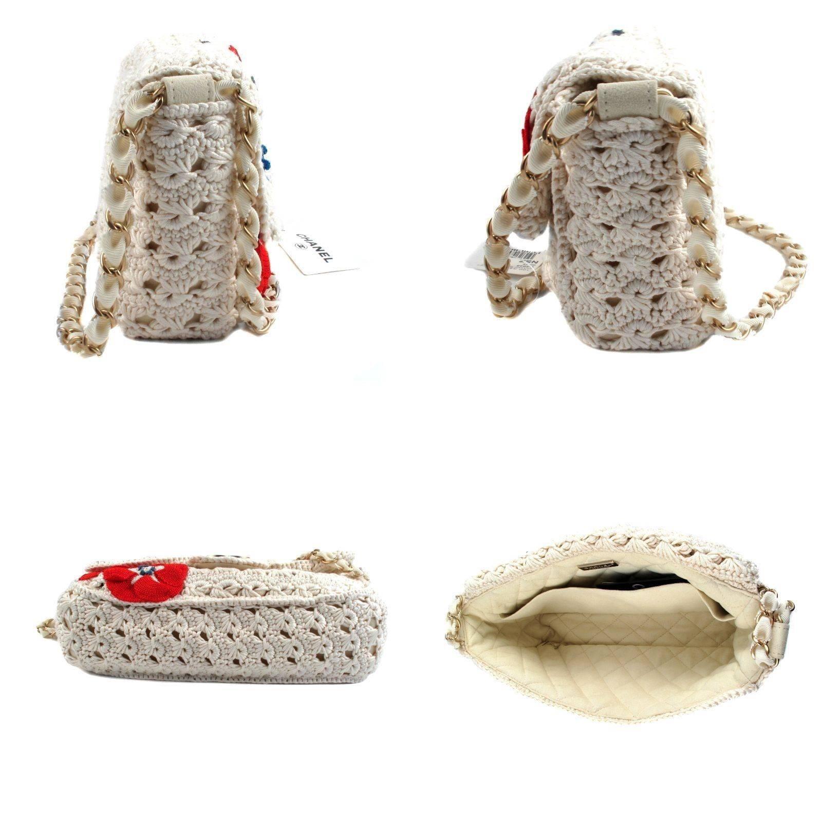 Chanel Knit Camellia Bag - New w/Tags - Crotchet Chain CC Gold Suede Handbag 10P 1