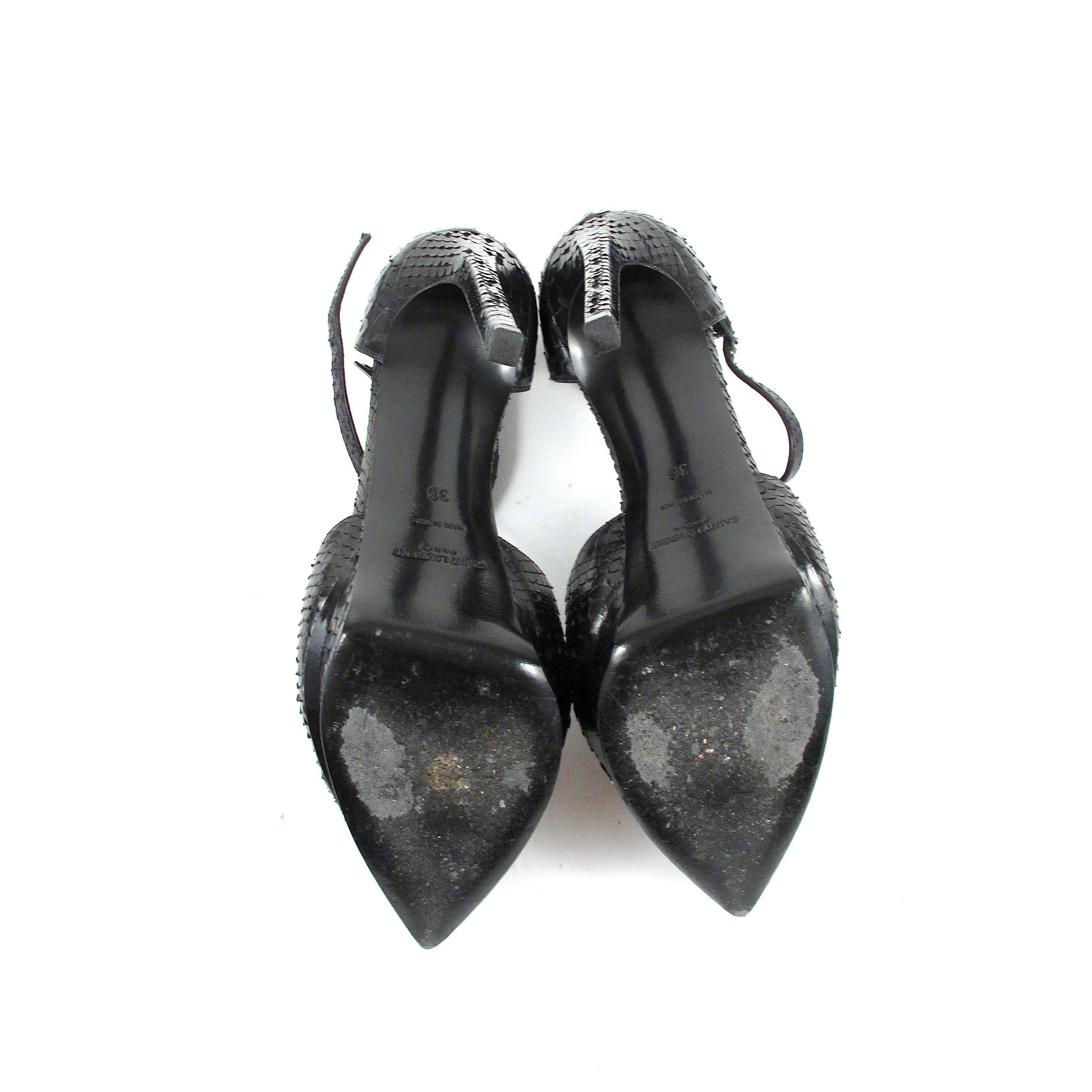 Saint Laurent Snakeskin Stud Heels - US 6 - 36 - Black Silver Pumps Shoes Janis 2