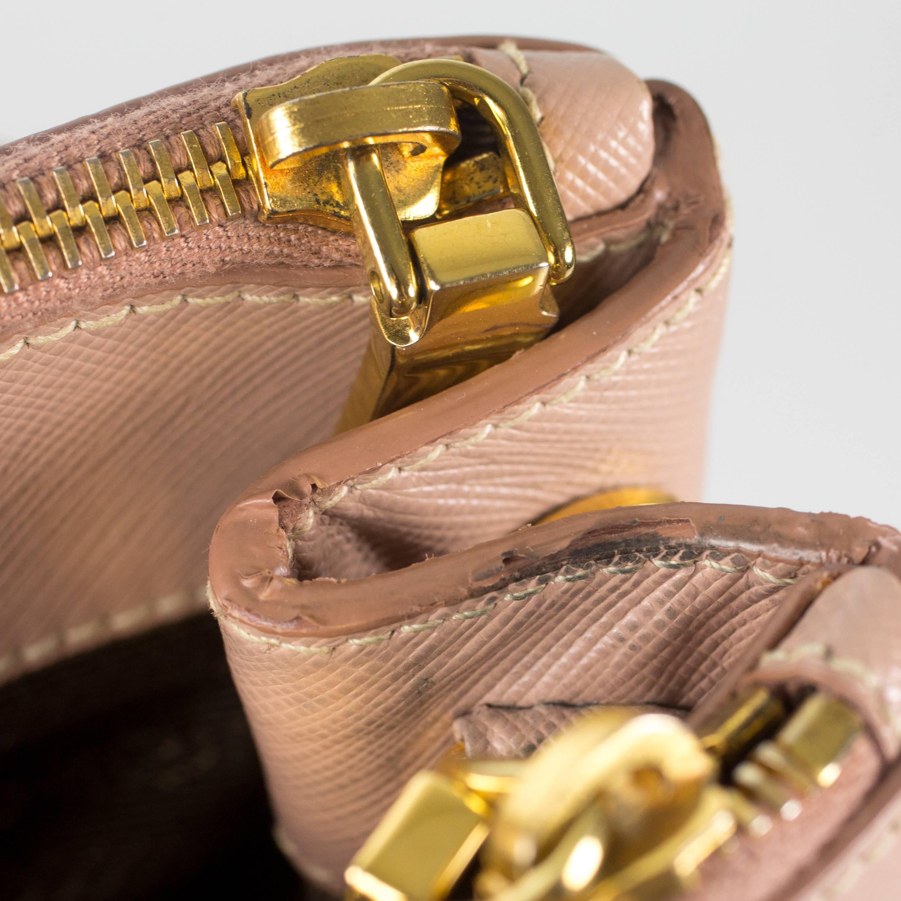 Prada Pink Saffiano Shoulder Bag - Leather Satchel Gold Handbag Tote 1