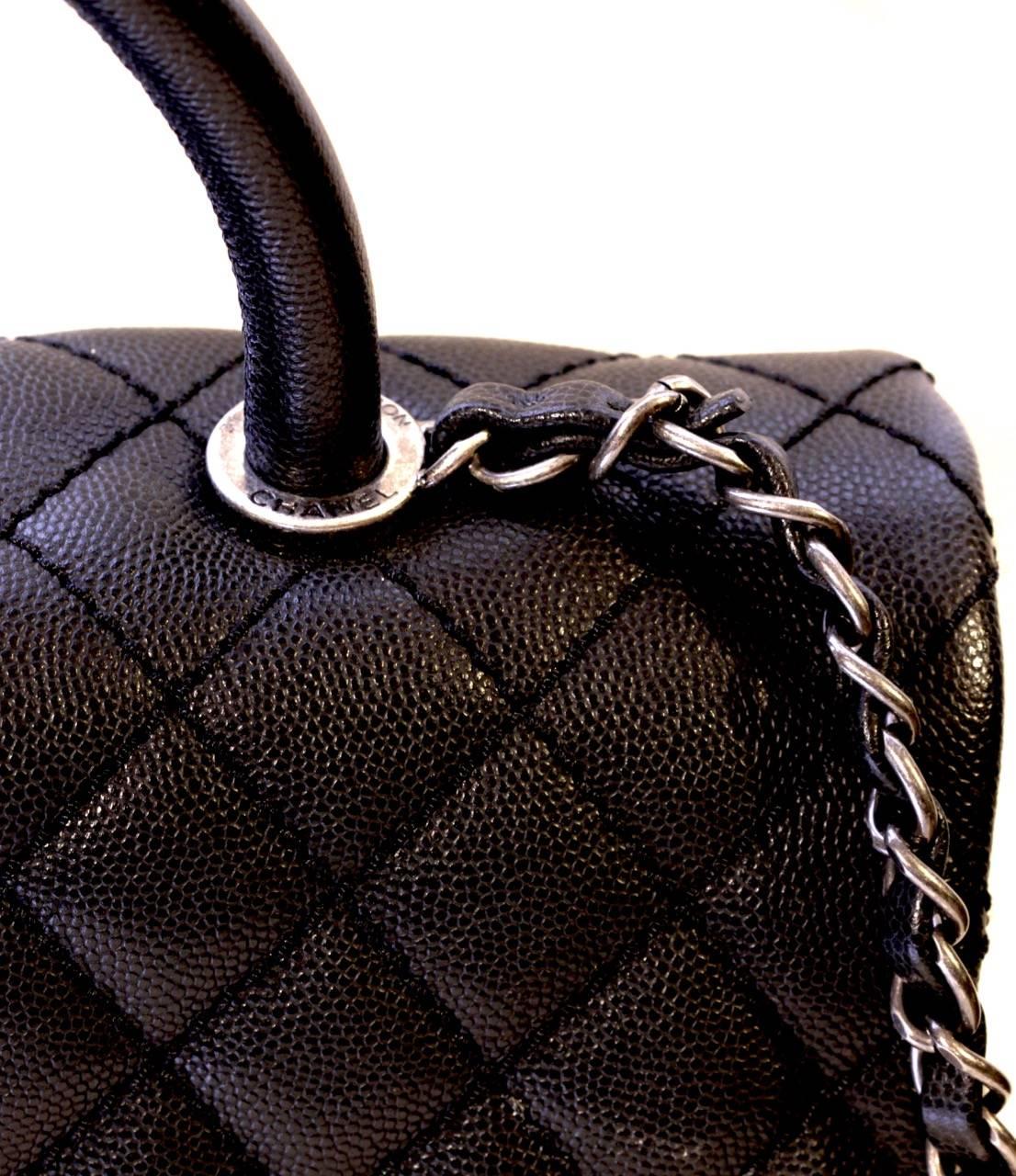 Chanel Coco Handle Bag - Black Caviar Leather - New In New Condition In Geneva, CH