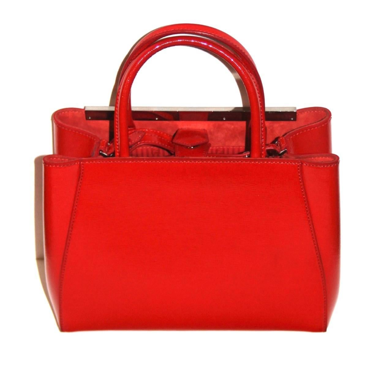 red patent leather handbag