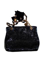 LANVIN "Happy" Collection Black Satin Stones Sequins Limited Edition Handbag