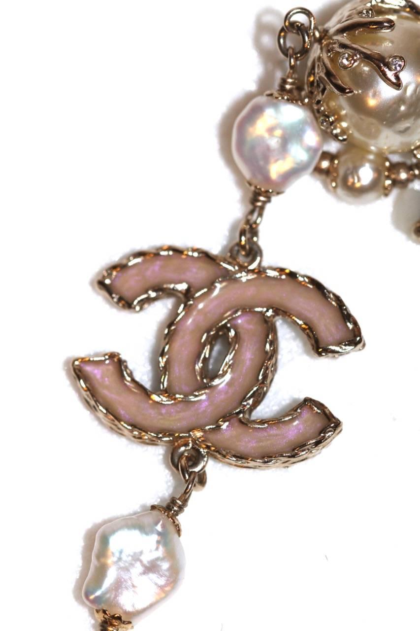 Chanel Must-Have 12A Necklace Antique Gold-tone and Pastel Colors 2