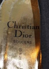 CHRISTIAN DIOR Black Embroidered Satin Evening Shoes