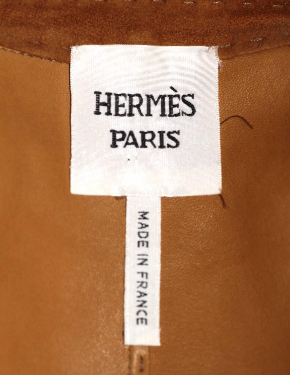 Brown HERMES Camel Suede Wrap Design Vest 