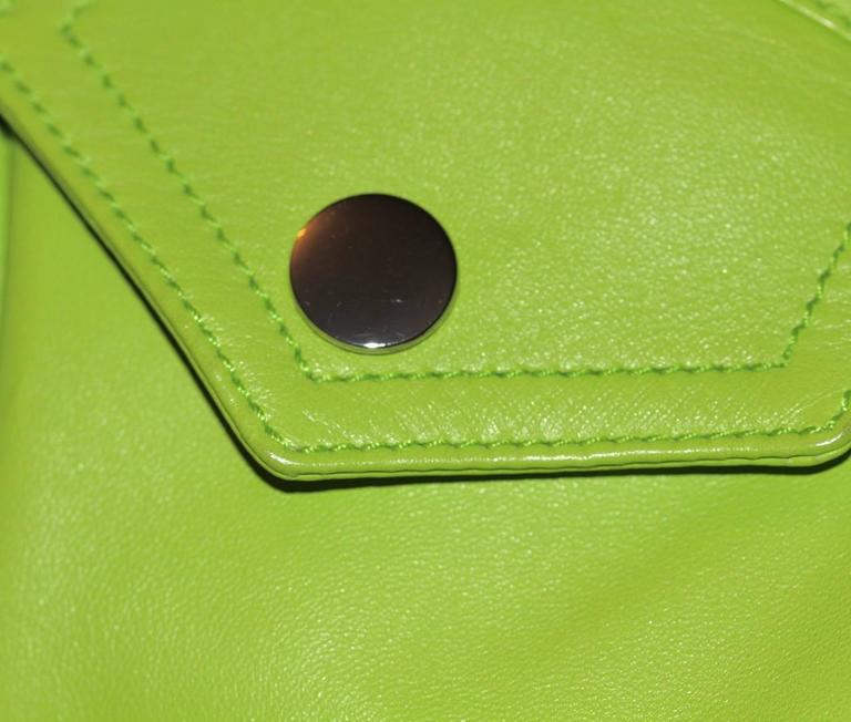 RALPH LAUREN Green Leather Biker Jacket at 1stDibs | neon green leather ...