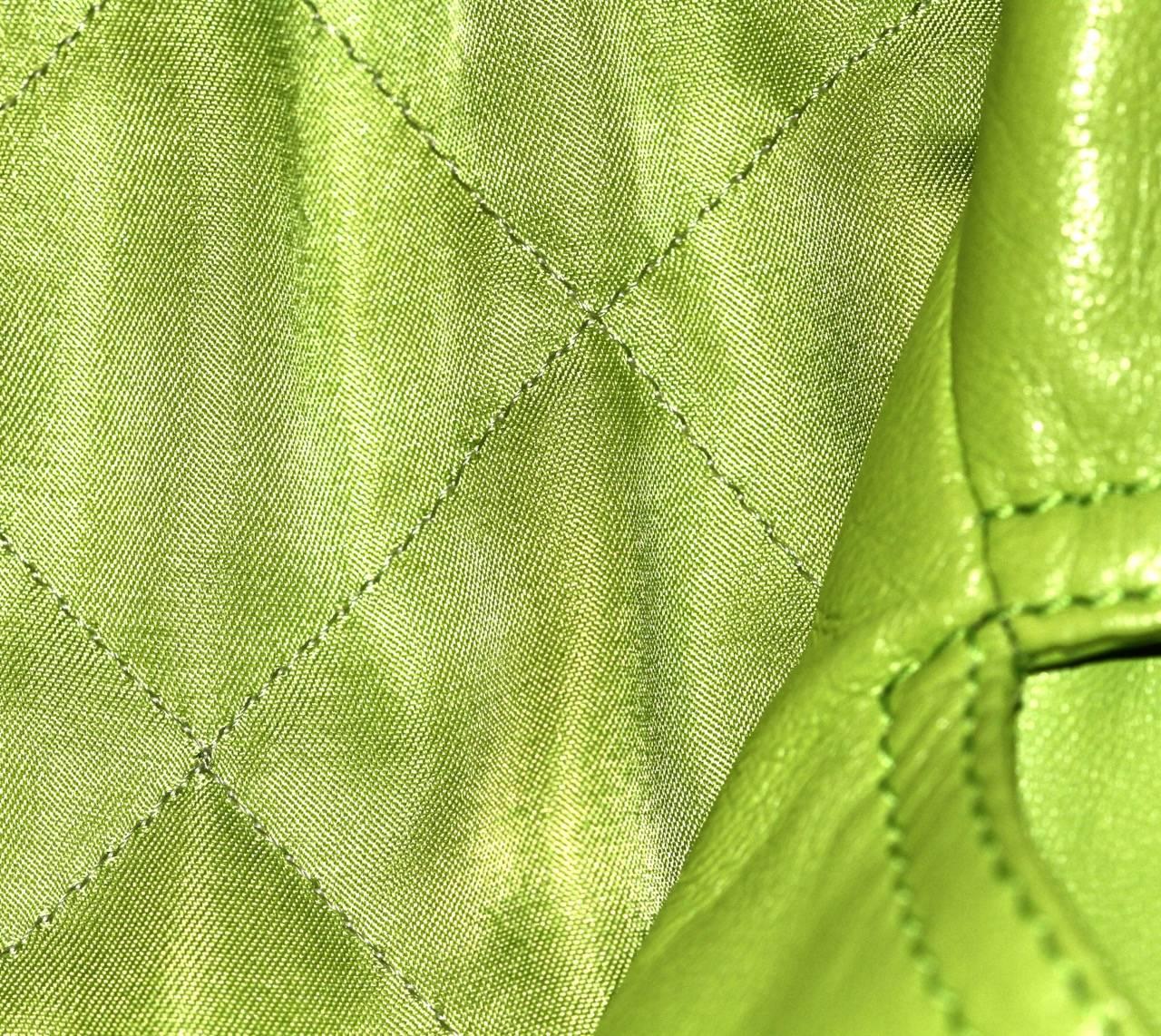 RALPH LAUREN Green Leather Biker Jacket 2