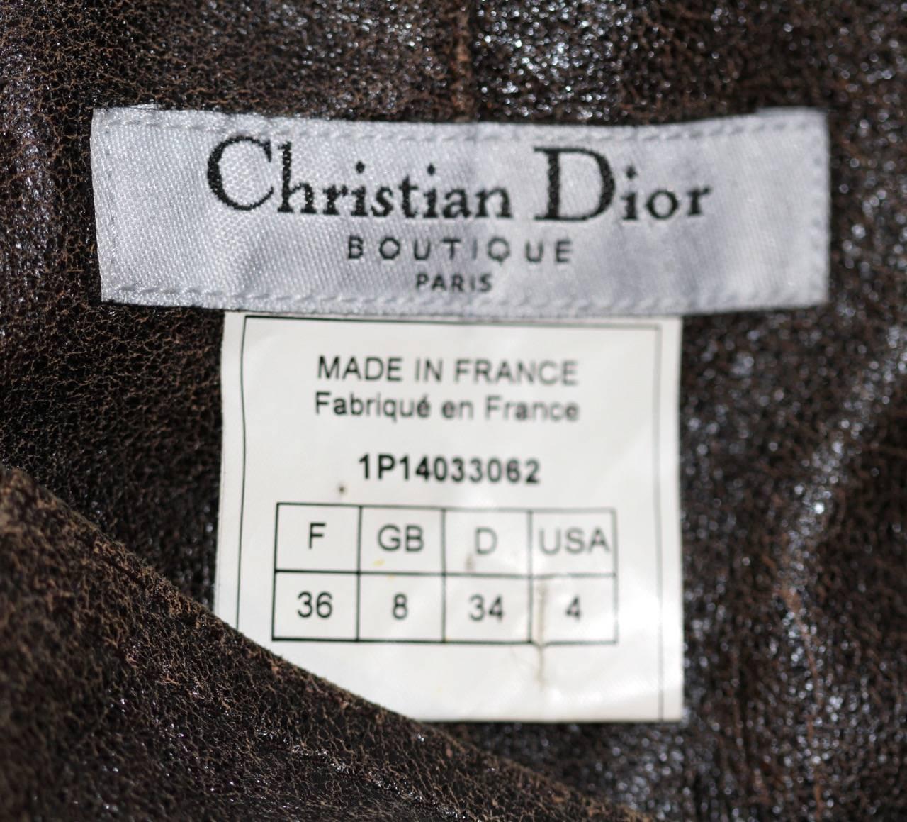 Christian Dior Vintage Brown Leather Wrap Long Skirt  1