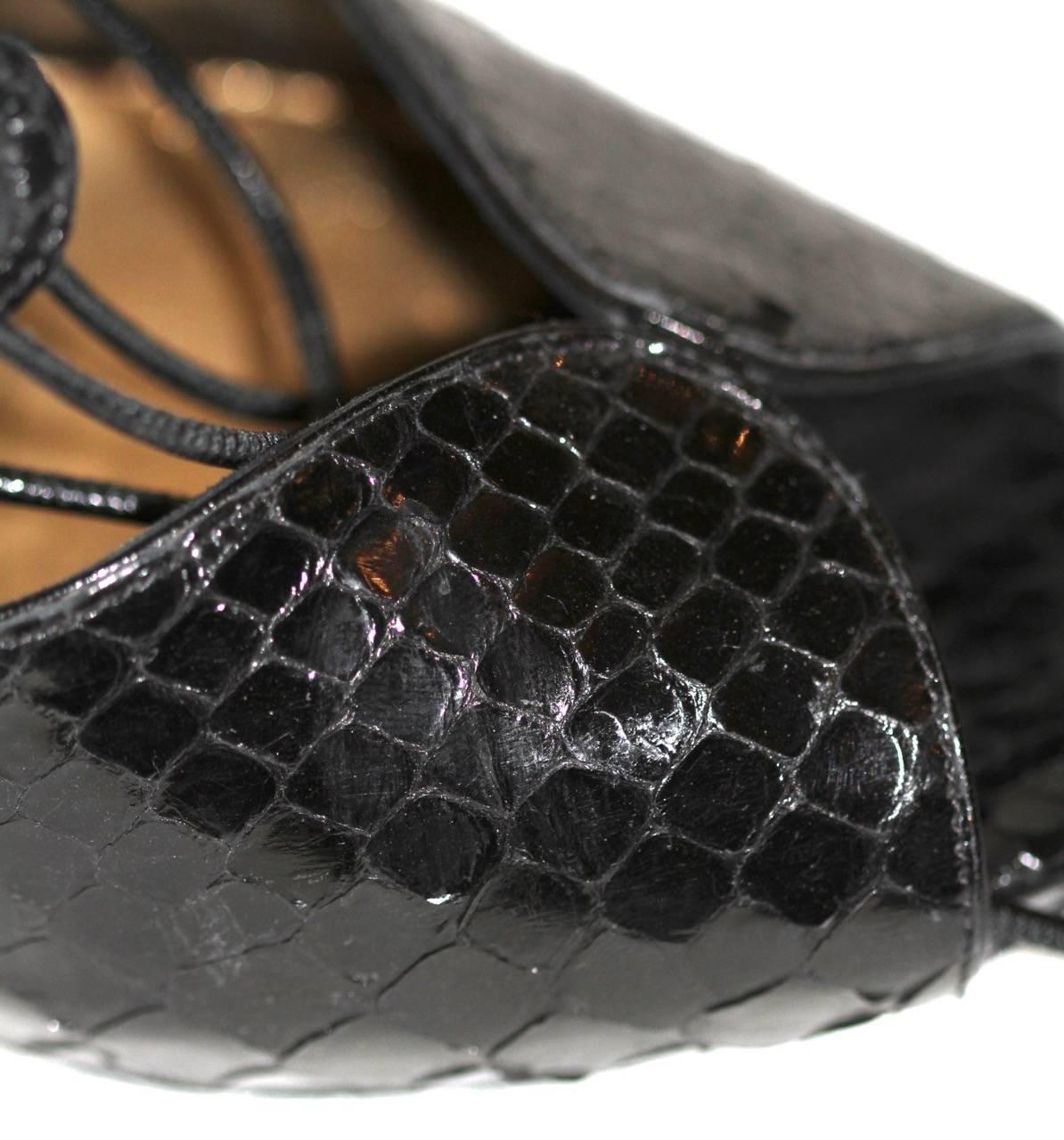 Alexander McQueen Black Python Lace-up Sandals - IT 39 - Pristine Condition 4