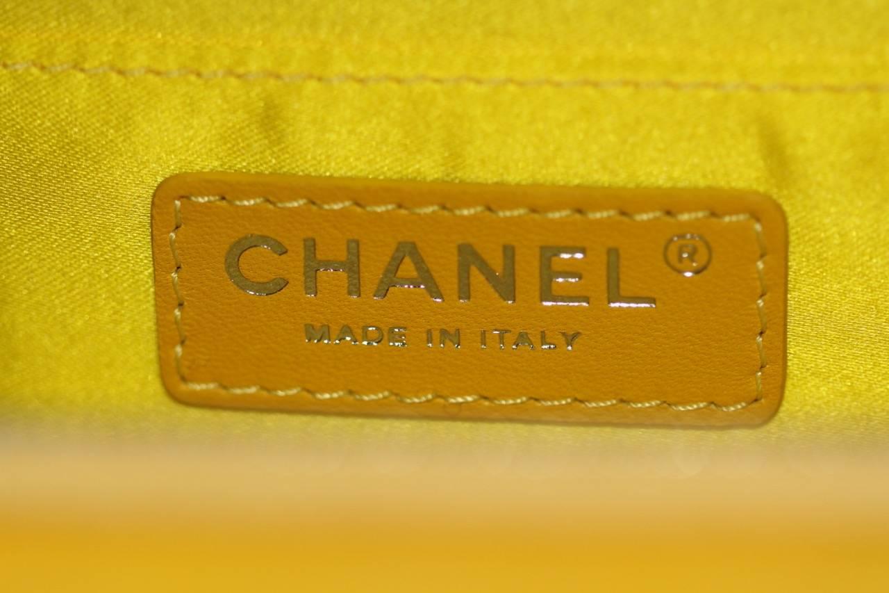 Chanel Mini Pocket Box Bag - Yellow Quilted Patent Leather - Pristine Condition 2
